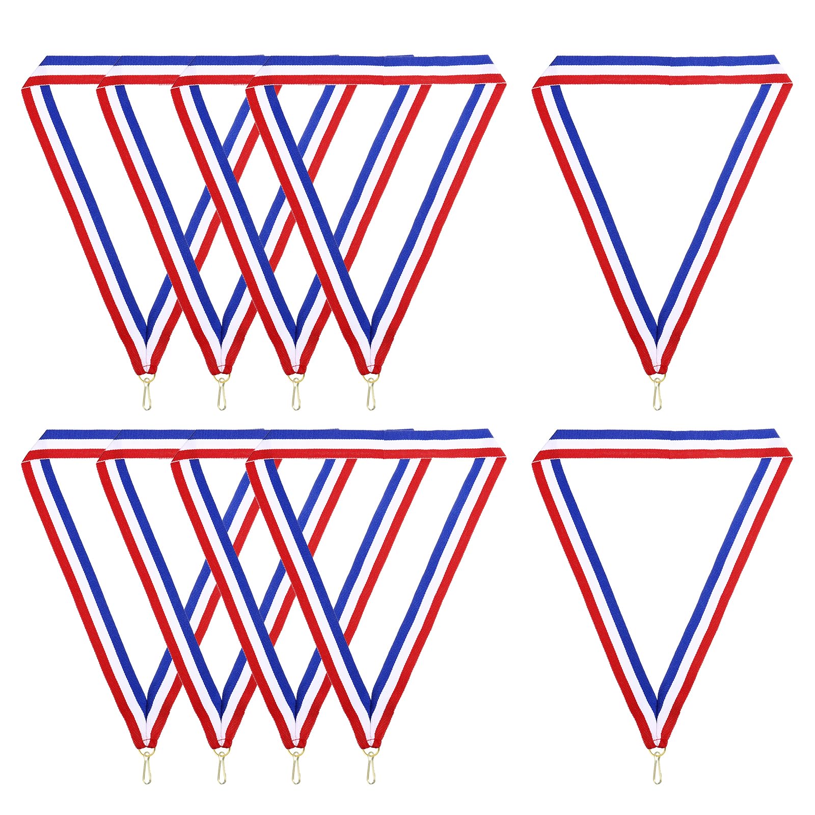 PATIKIL Award Neck Ribbons with Snap Clips, 10 Pcs Polyester Striped Medal Lanyards Ribbon for Competitions Sports Meetings Sports Party, Red White