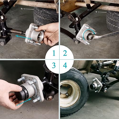 Miniatura 6 de Conjunto de cubo de rueda delantera para carrito de golf, 2 piezas para C EZGO PDS & TXTMedalist Gas & Electric 2001.5-2013 Reemplazar OEM #