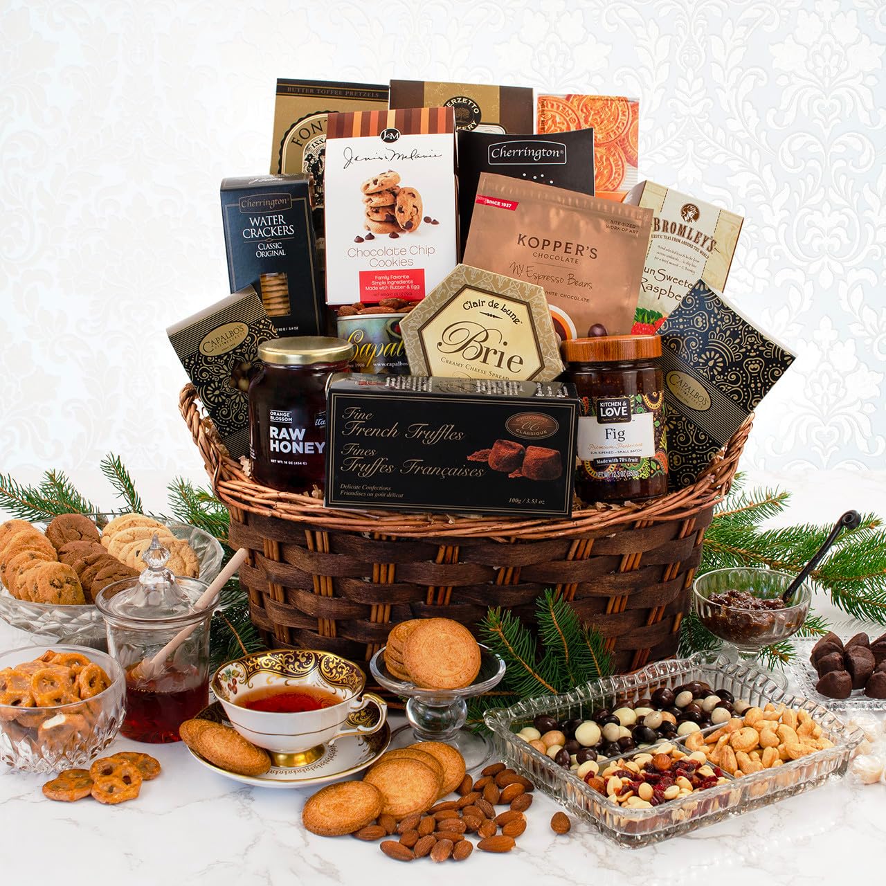Capalbo's Deepest Sympathy Gift Basket | Gourmet Sympathy Baskets w/Smoked Gouda, Artisan Sweets, Chocolates, Nuts & More | Gift-Ready Packaging w/Personalized Message