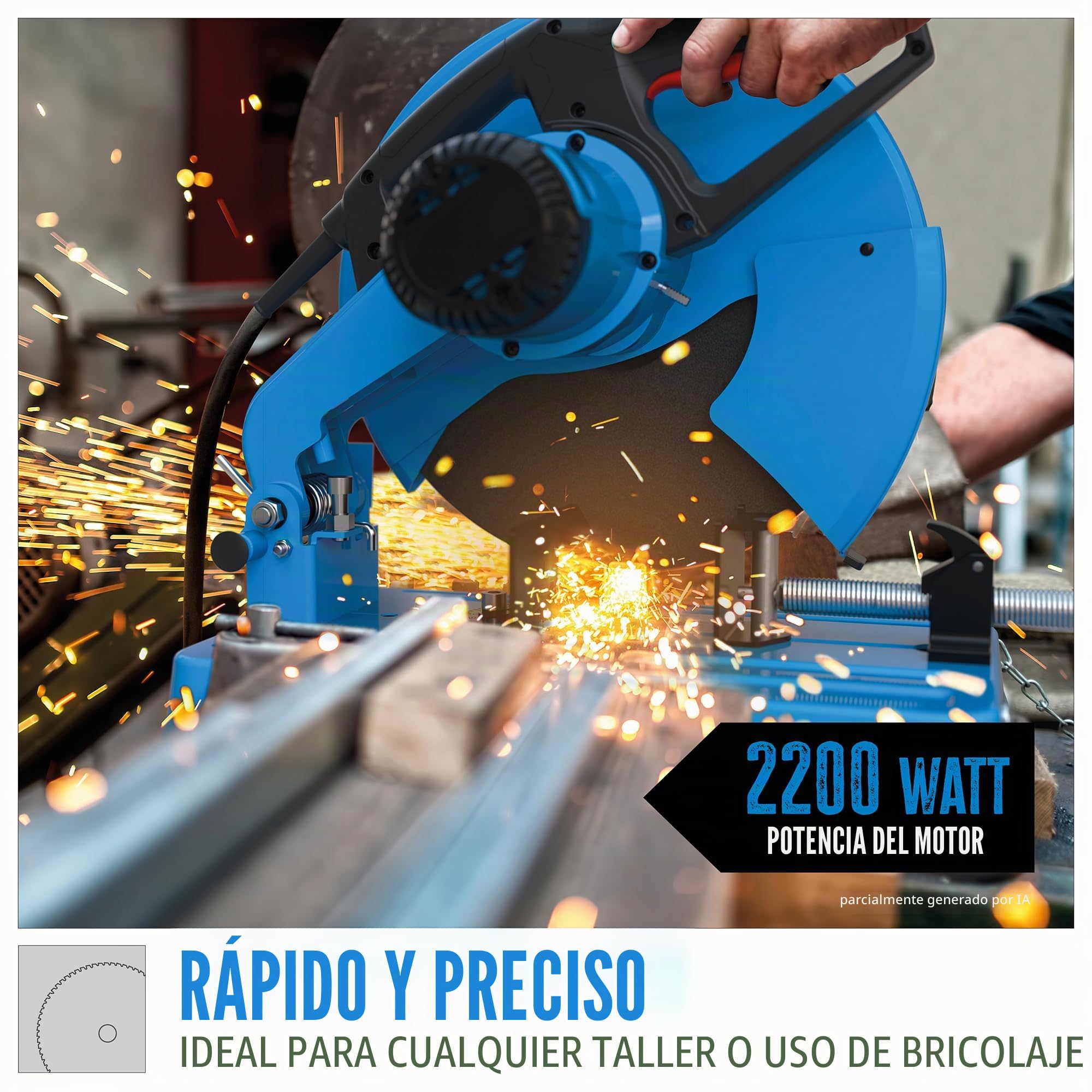 Güde 40556 Sierra de metal GMT 355-2.2 (disco de corte de metal, interruptor de seguridad, tornillo de banco, potencia del motor de 2,2 kW)