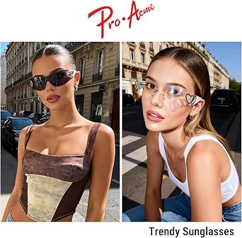 Pro Acme Y2K Wrap Around Rimless Sunglasses for Women, Oversized Shades