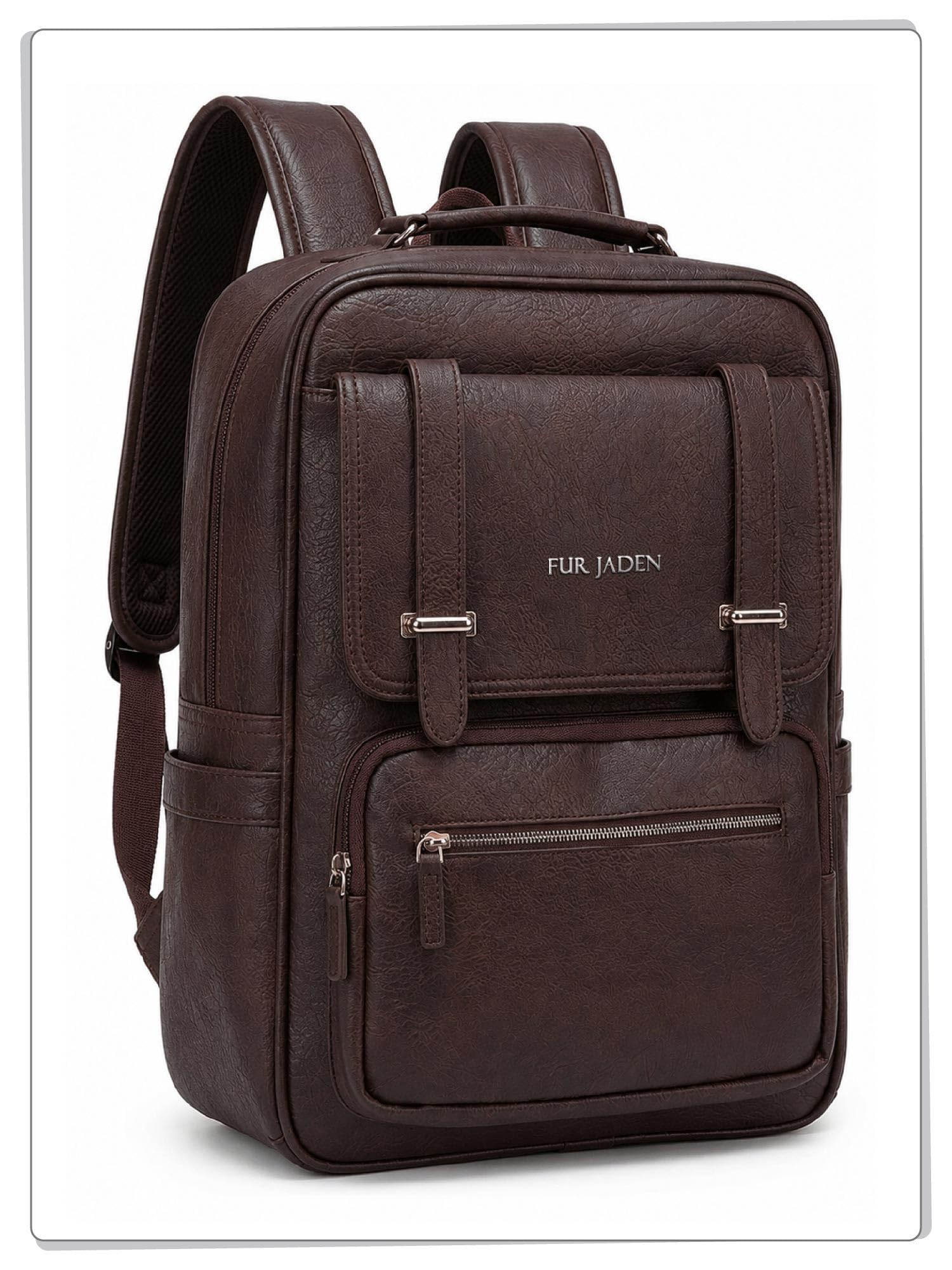 FUR JADEN Vegan Leather Stylish 15.6 Inch Laptop Backpack Travel Weekender Bag For Men Women — Amazon image 7