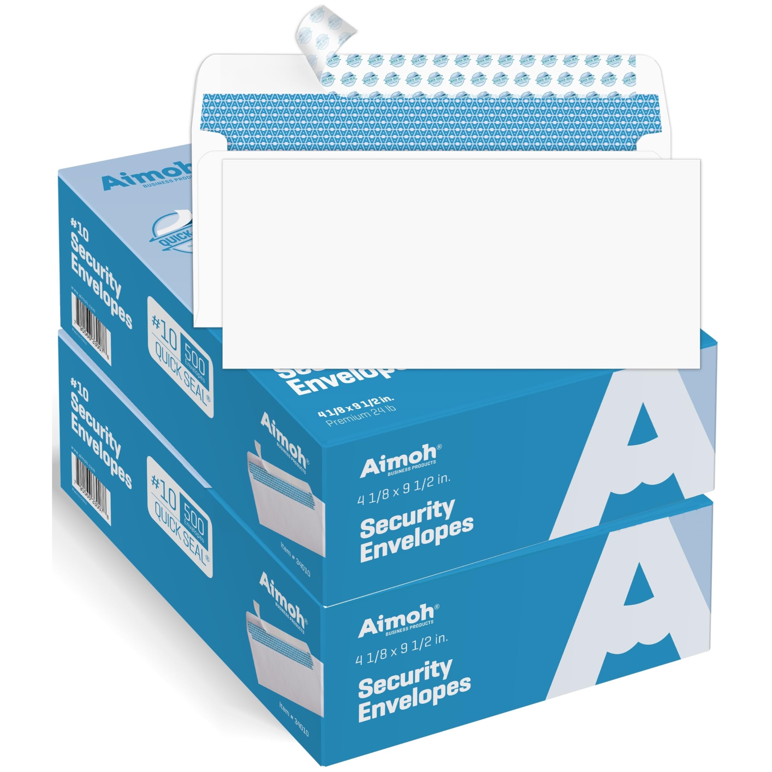 Aimoh 1000#10 Security Self-Seal Envelopes, Windowless Design, Premium Security Tint Pattern, Ultra Strong Quick-Seal Closure - EnveGuard - Size 4-1/8