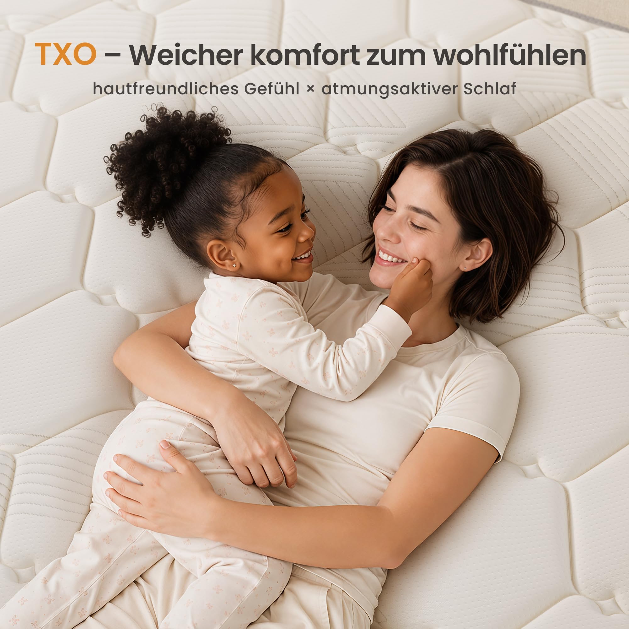 TXO Matratze 140x200 cm, Höhe 25 cm, Härtegrad H2 H3, Taschenfederkernmatratze mit Hochdichteschaum, weich & komfortabel, antistatische 7-Zonen-Matratze, Oeko-TEX Zertifiziert