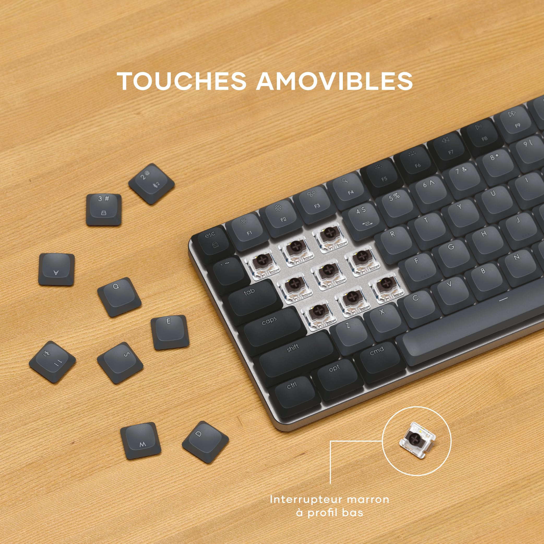 Satechi Clavier Mécanique 75% SM1 QWERTY US, Rechargeable, Gris-Noir