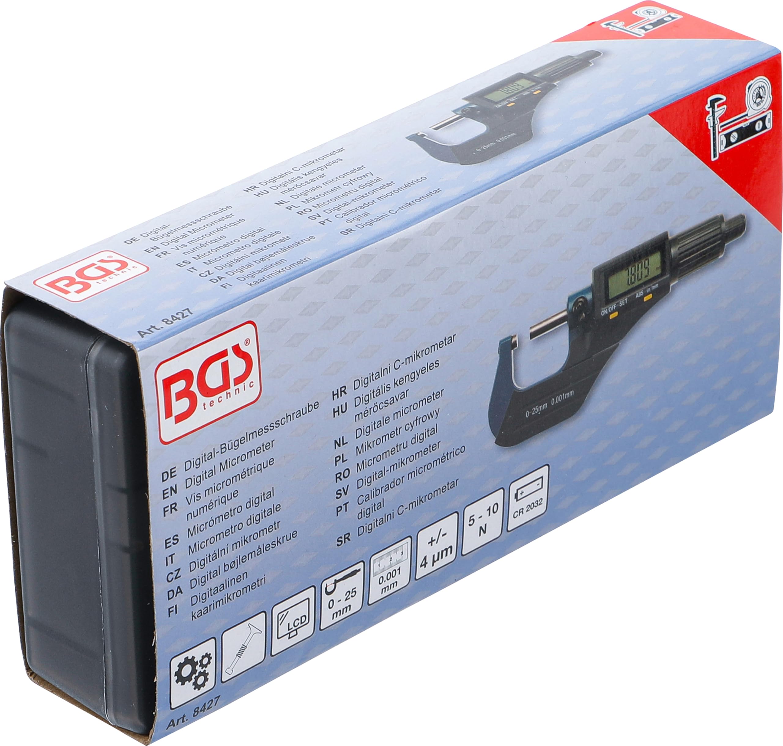 BGS 8427 | Digital-Bügelmessschraube | 0 - 25 mm | Digitaler Mikrometer / Mikro-Messschieber