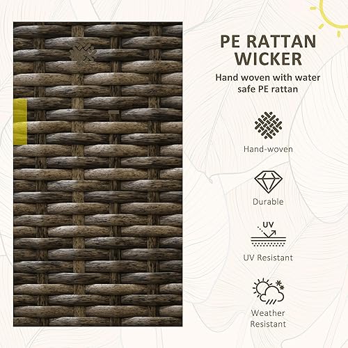 Miniatura 3 de Outsunny Juego de muebles de mimbre para patio, juego de sillas mecedoras para exteriores con mesa de centro bistró, juego de conversación de ratán