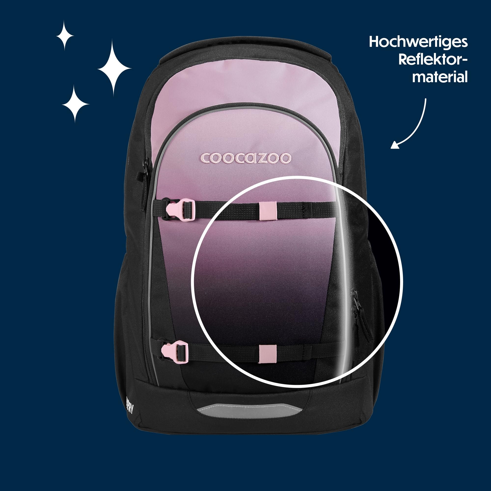 Coocazoo Schulrucksack EVERY „Rose Shadows“, schwarz-rosa, ergonomischer & anpassbarer Tornister, höhenverstellbar, mit Brustgurt & Hüftgurt, ab der 3. Klasse