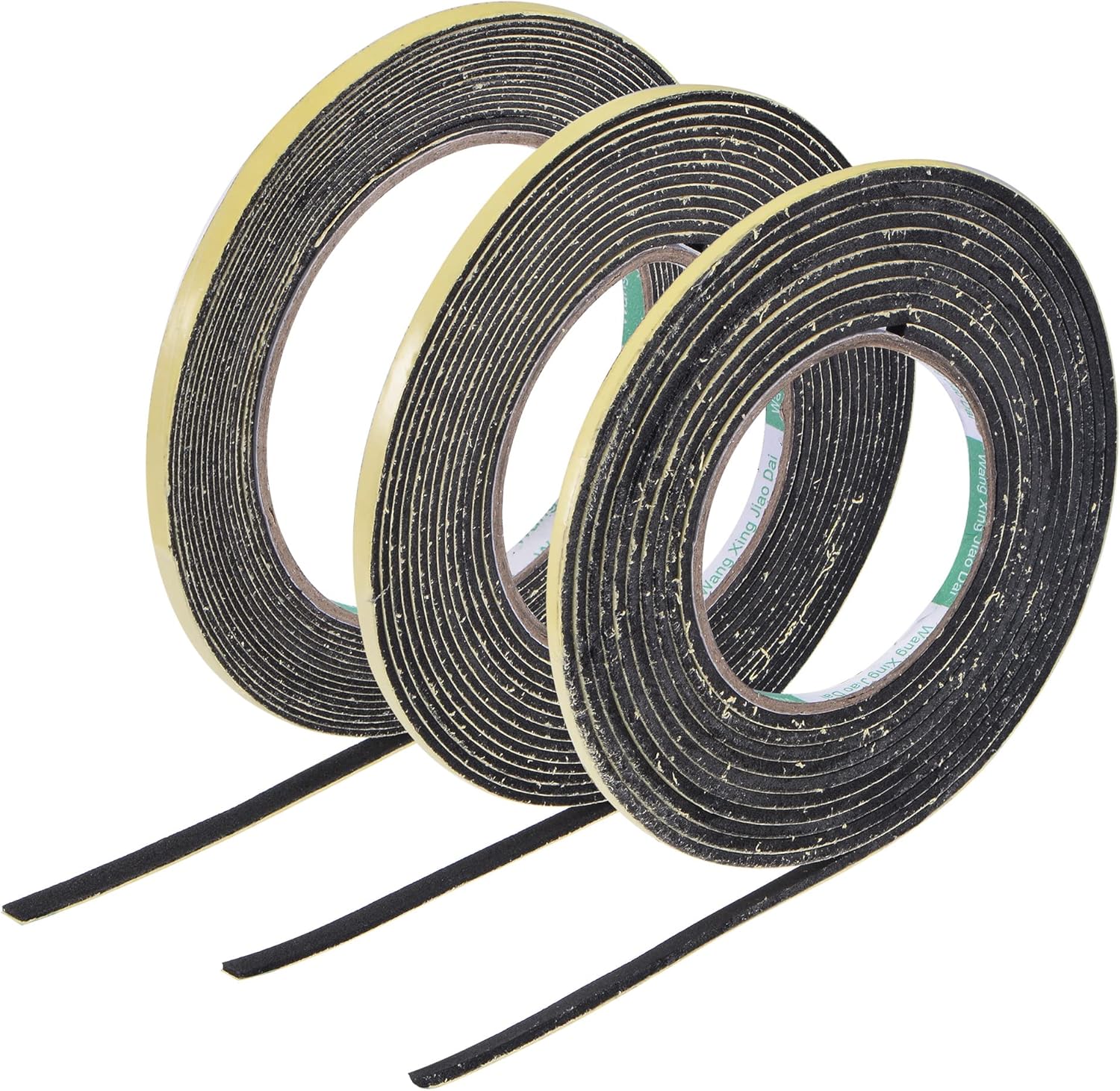 MECCANIXITY Sealing Foam Tape 5mm Wide 1mm 2mm 3mm Thick 4m/13ft 5m/16.4ft Long, Self Adhesive Weather Strip for Window Door Insulation 3in1 Set