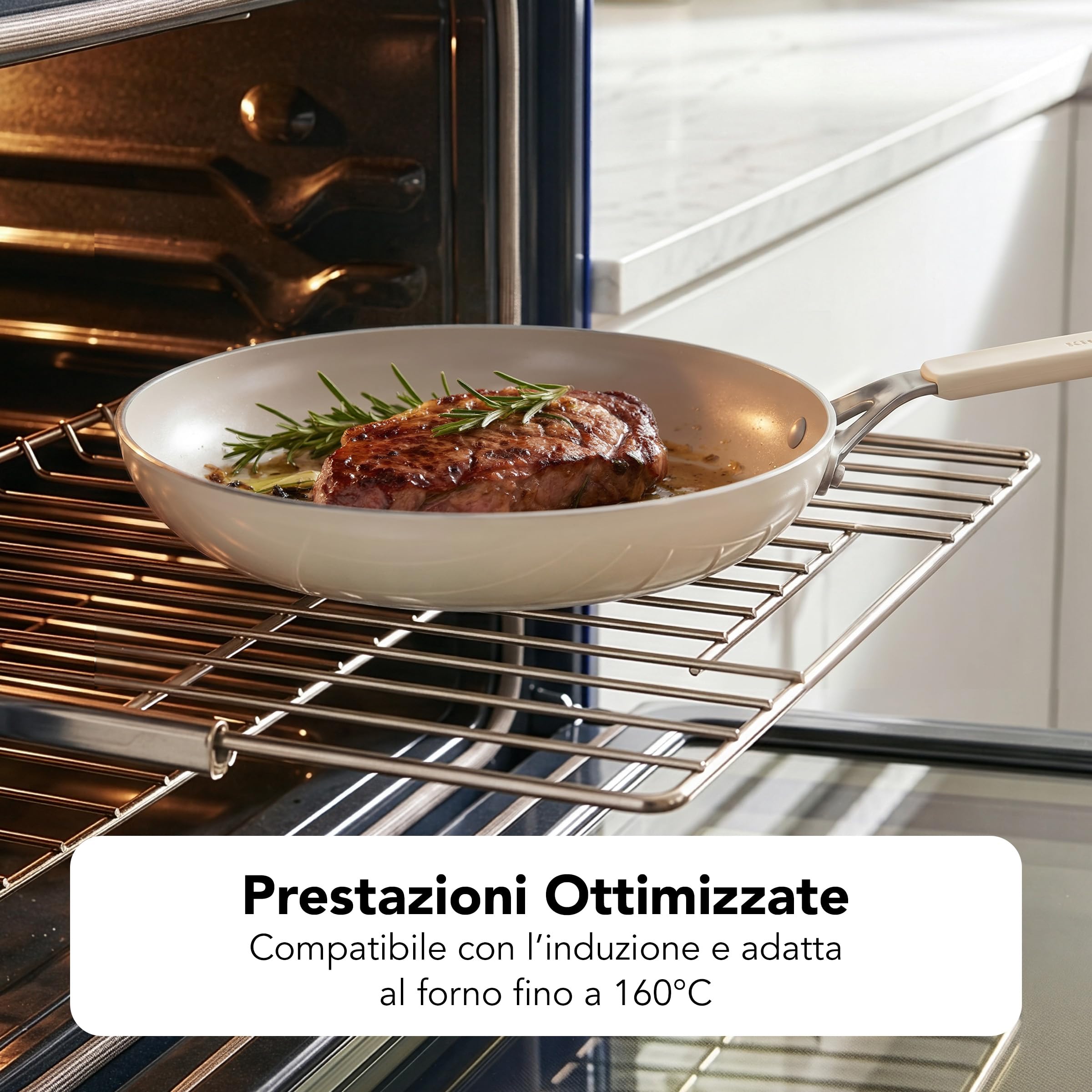KitchenAid Aluminium Casseruola con Coperchio Vetro Ceramica Antiaderente, 24 cm/4,91 L, Senza PFAS, Compatibile Induzione, Manico Acciaio Inox, Adatta Forno, Lavastoviglie, Nero