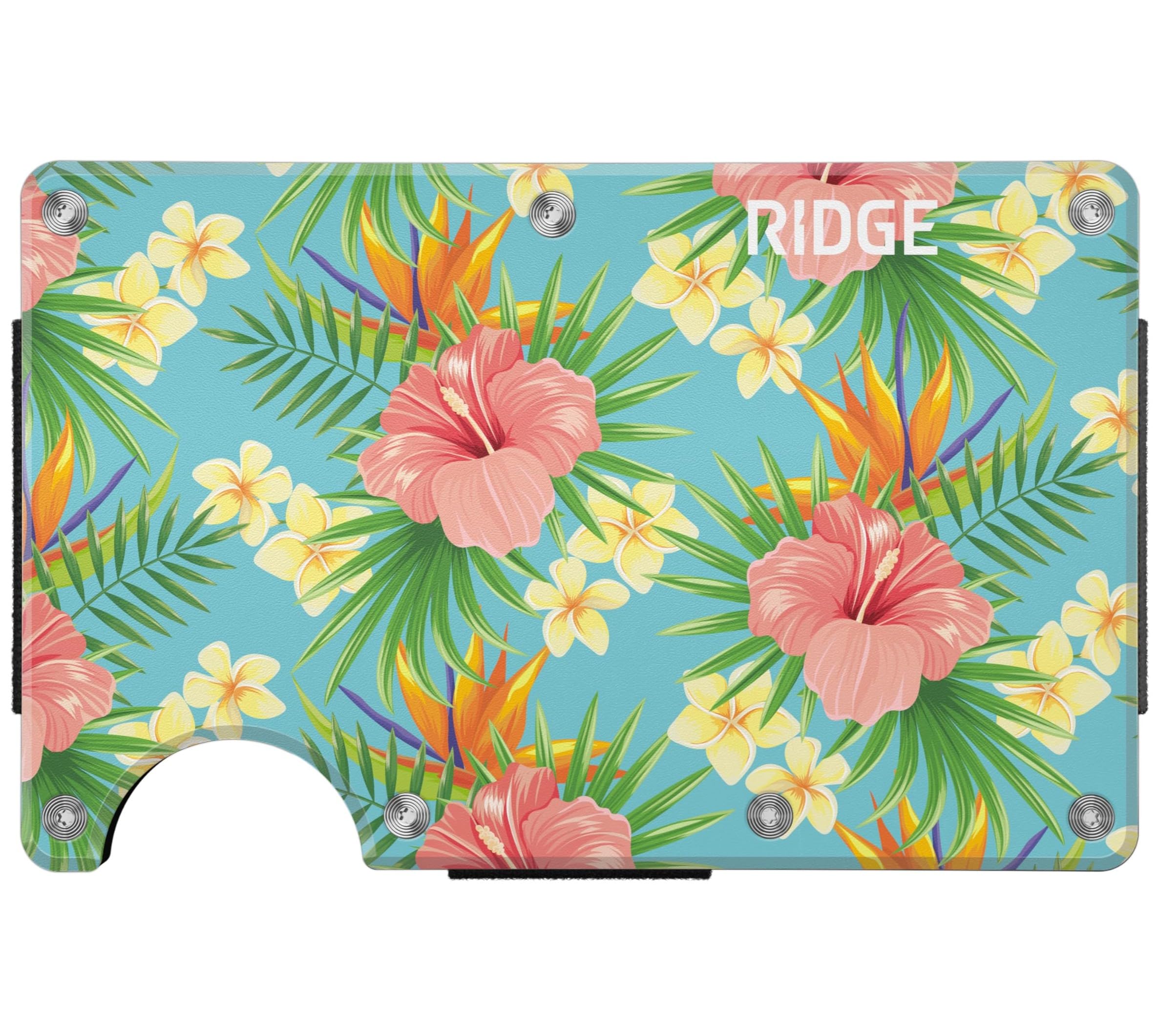 Ridge Wallet for Men - Slim Minimalist Compact Wallet and Card Holder, RFID Protected Front Pocket Wallets for Men with Integrated Cash Strap (Tropical)