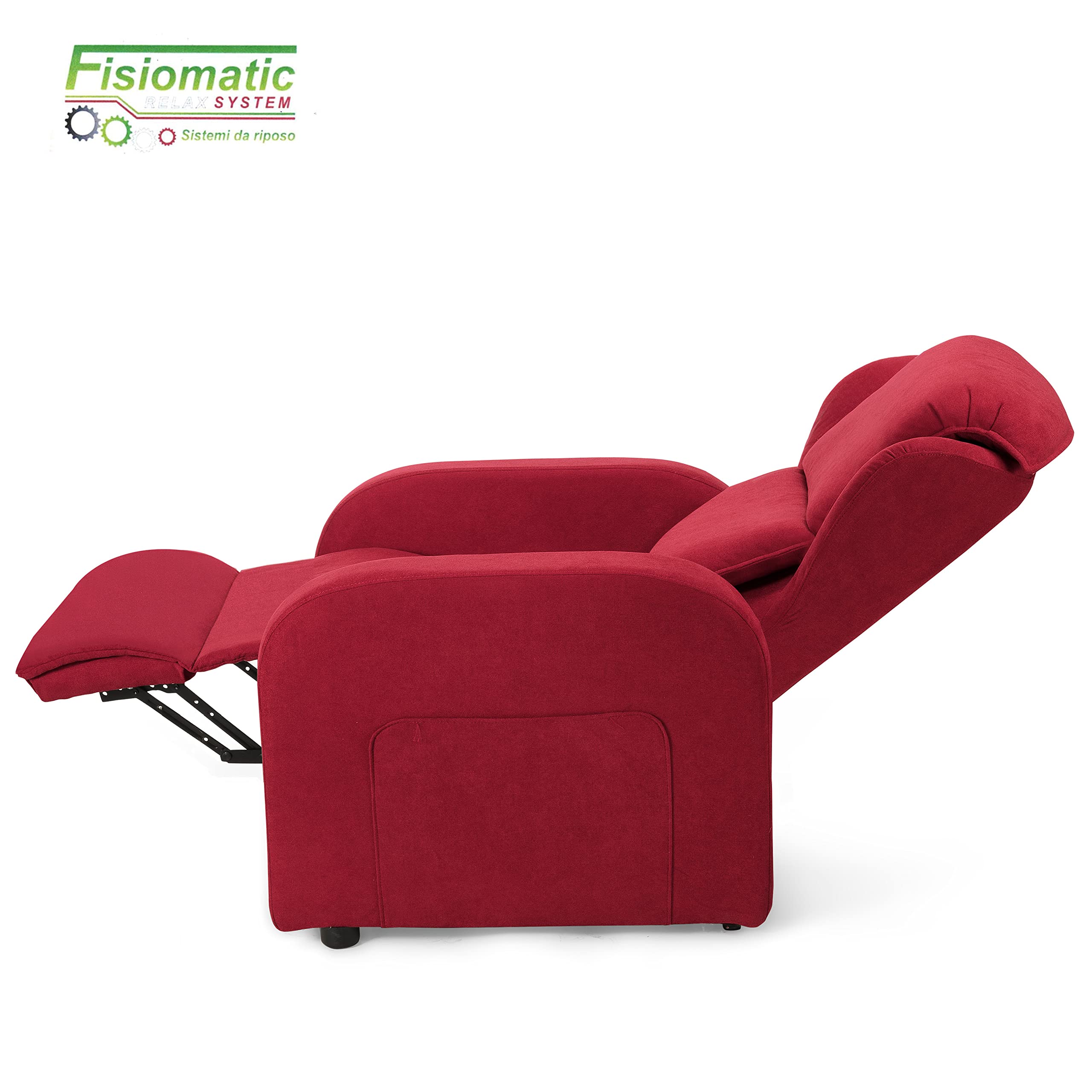 Fisiomatic® - Poltrona elettrica reclinabile - 2 motori indipendenti – Poltrona Anziani Made in Italy – Passaggio porte – Poltrona relax alzapersona – Mod.Chloe (Red)