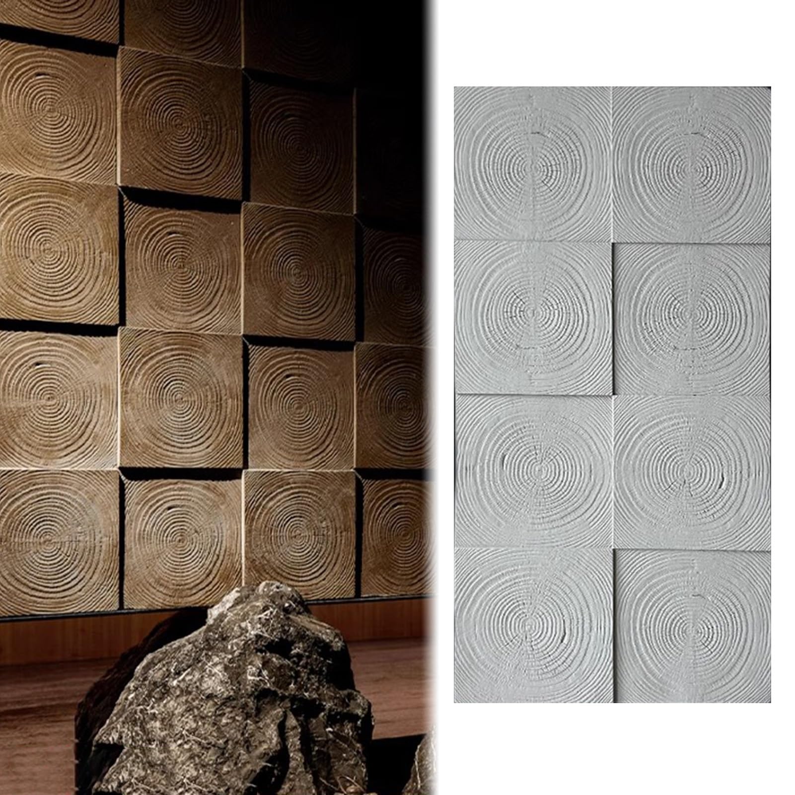 Panneau mural 3D imitation cernes de bois en polyuréthane premium pour un design architectural