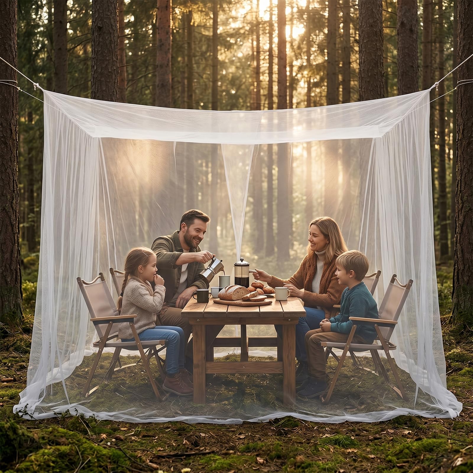 Mosquitera de 300 x 300 x 250 cm, protección contra insectos para exteriores, para cenador, jardín, terraza, cama de camping, malla fina de 220 cm, con 1 puerta, mosquitera para exteriores, viajes