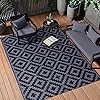 OLANLY Waterproof Outdoor Rug 5x8 ft, Outdoor Plastic Straw Rug for Camping, RV Mat Outside, Indoor Outdoor Carpet for Porch, Deck, Backyard, Balcony, Picnic, Black & Grey