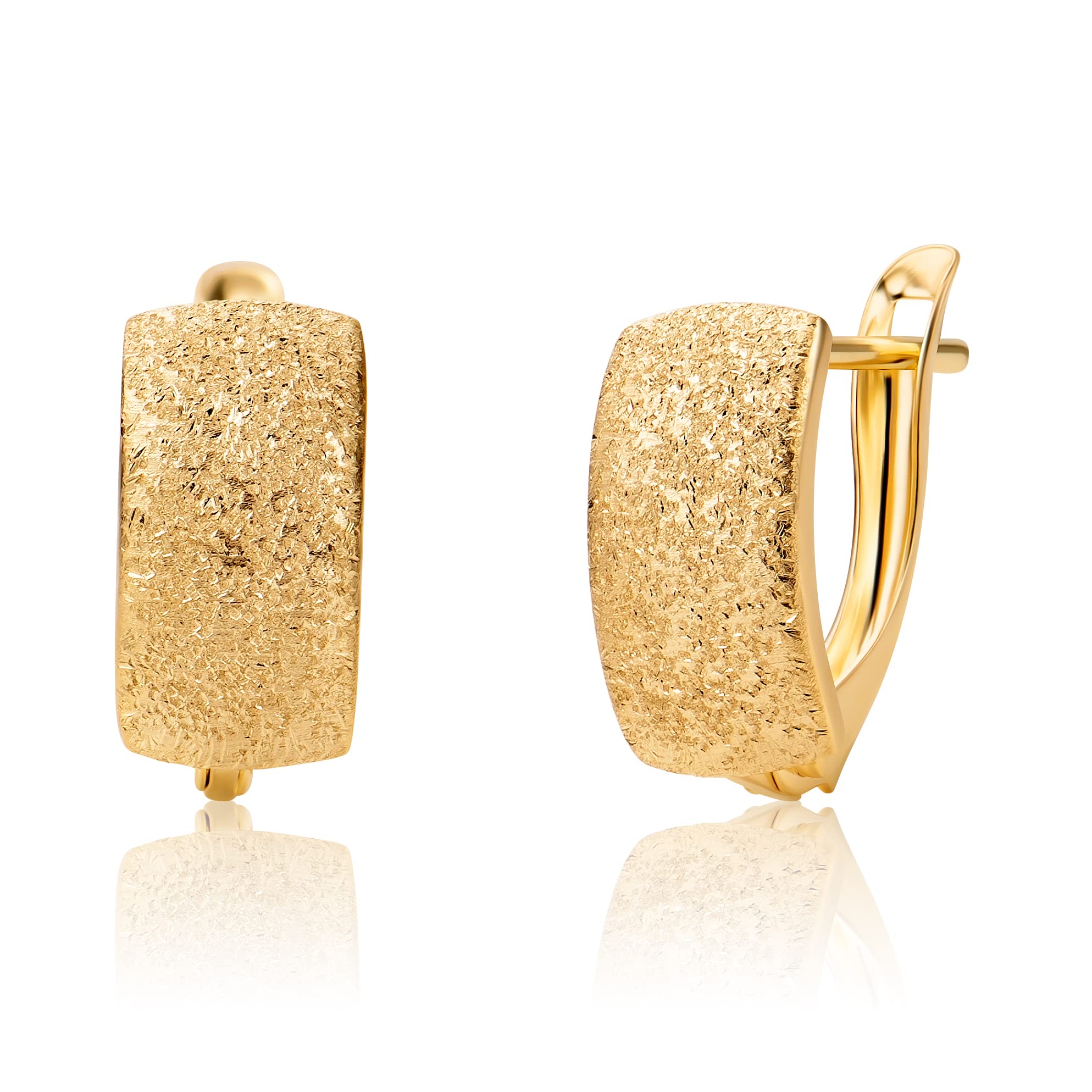 PRINS JEWELS Pendientes de aro de oro amarillo mate de 14 quilates 585 – EP7-01-1