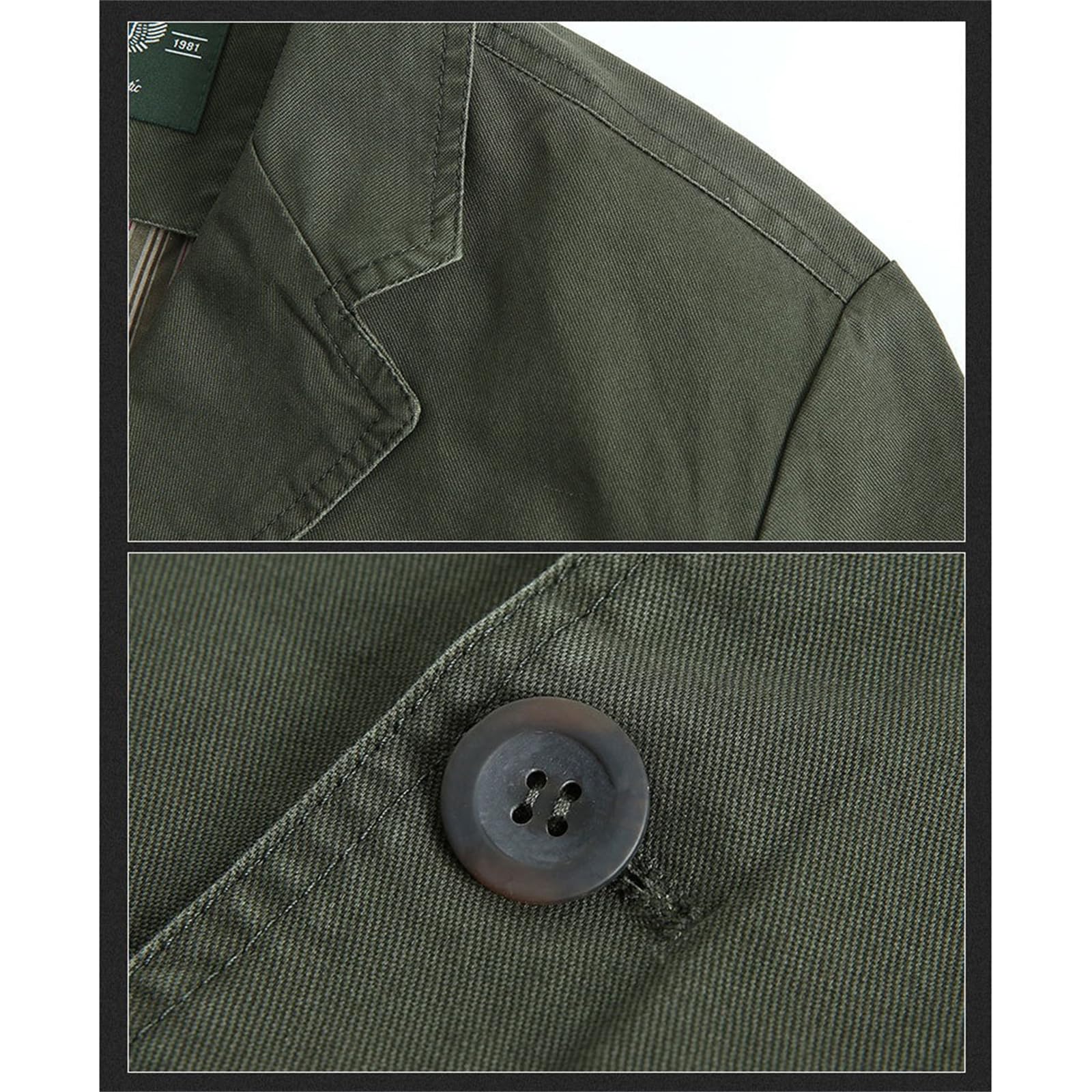 Chaqueta de Traje de algodón Lavado Casual Retro de 3 Botones para Hombres Chaqueta de Trabajo Ligera Chaqueta Deportiva