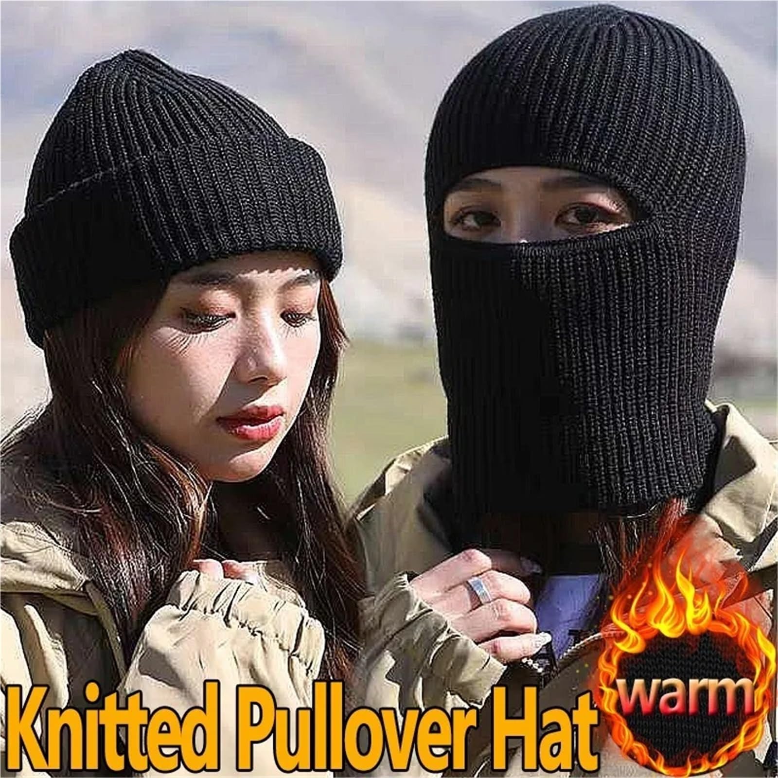 Pasamontañas Gorros de Punto for Cara Completa, pasamontañas de Invierno for Exteriores, Gorro Deportivo for Ciclismo y esquí, máscaras de Felpa cálidas a Prueba de frío, 2 uds.