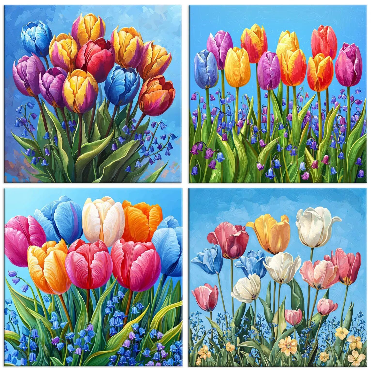 QIANLUOO Flores de tulipanes 5D Kits de Pintura de Diamantes 35x35cm G-935