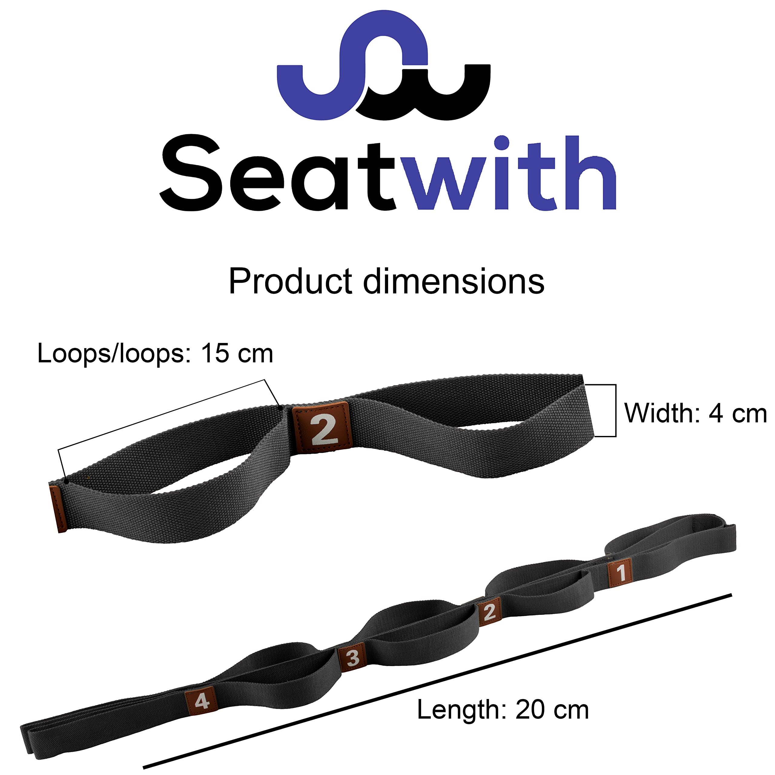 Seatwith Yoga Strap with Metal D Buckle, Non-Elastic Yoga Belt for Maximum Stretch - Image 2