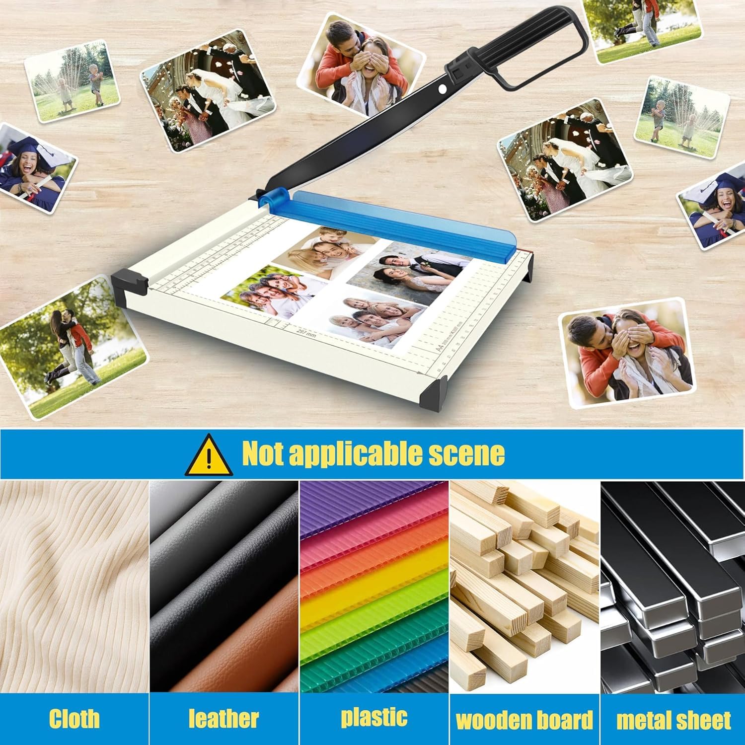 Taglierina per carta A4, 30,5 cm, in titanio, strumento per scrapbooking, tagliacarte a ghigliottina resistente, capacità 12 fogli, per taglierina, cartoncino, coupon, etichette e foto-metallo