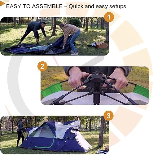 Miniatura 6 de Tienda de campaña familiar para 6 personas, impermeable, resistente al viento con la parte superior de la lluvia, fácil de instalar, tienda de