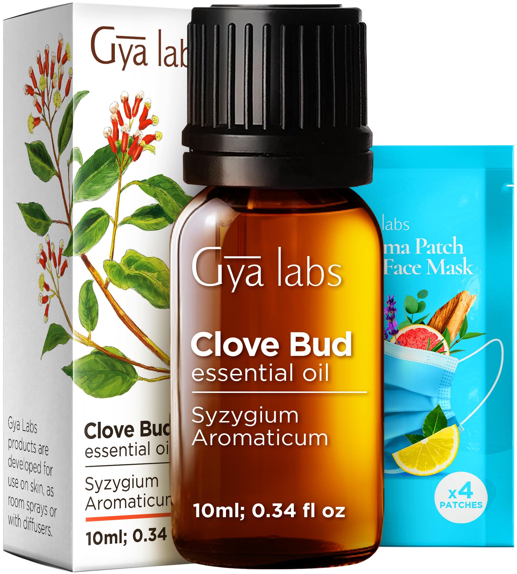 Gya Labs Clove Essential Oil for Oral Care - 100% Pure Natural Clove Oil for Teeth Gums, Hair, Skin & Candle Making - Earthy Spicy Scent (10ml)