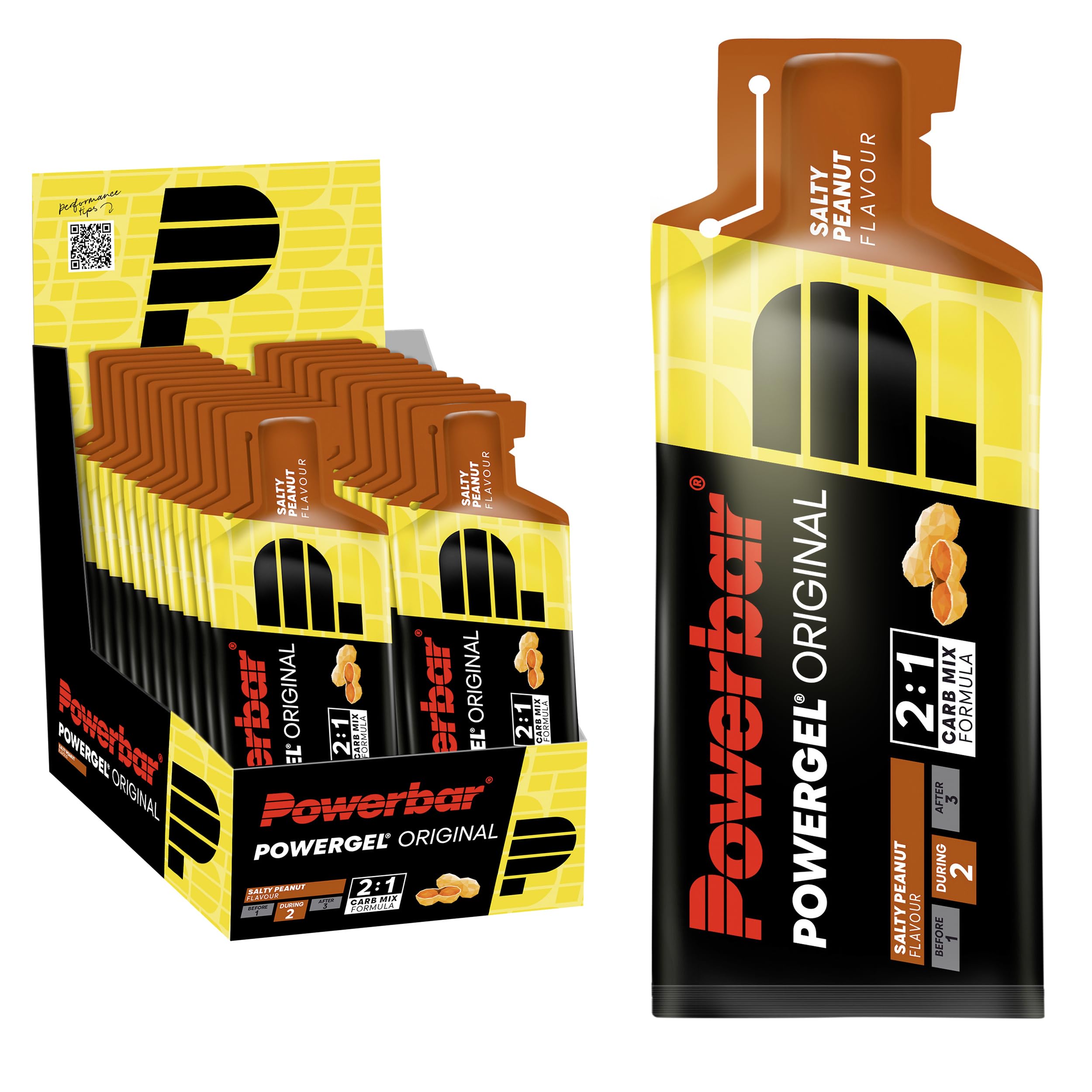 Powerbar - PowerGel Original - Salty Peanut - 24x41g - High Carb Energy Gel - Sodium - caffeine-free