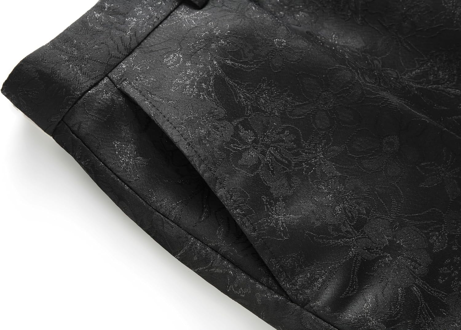 MOGU Mens 3 Piece Floral Print Dress Suit Slim Fit Jacquard Tuxedo Wedding Party Dinner - Image 6