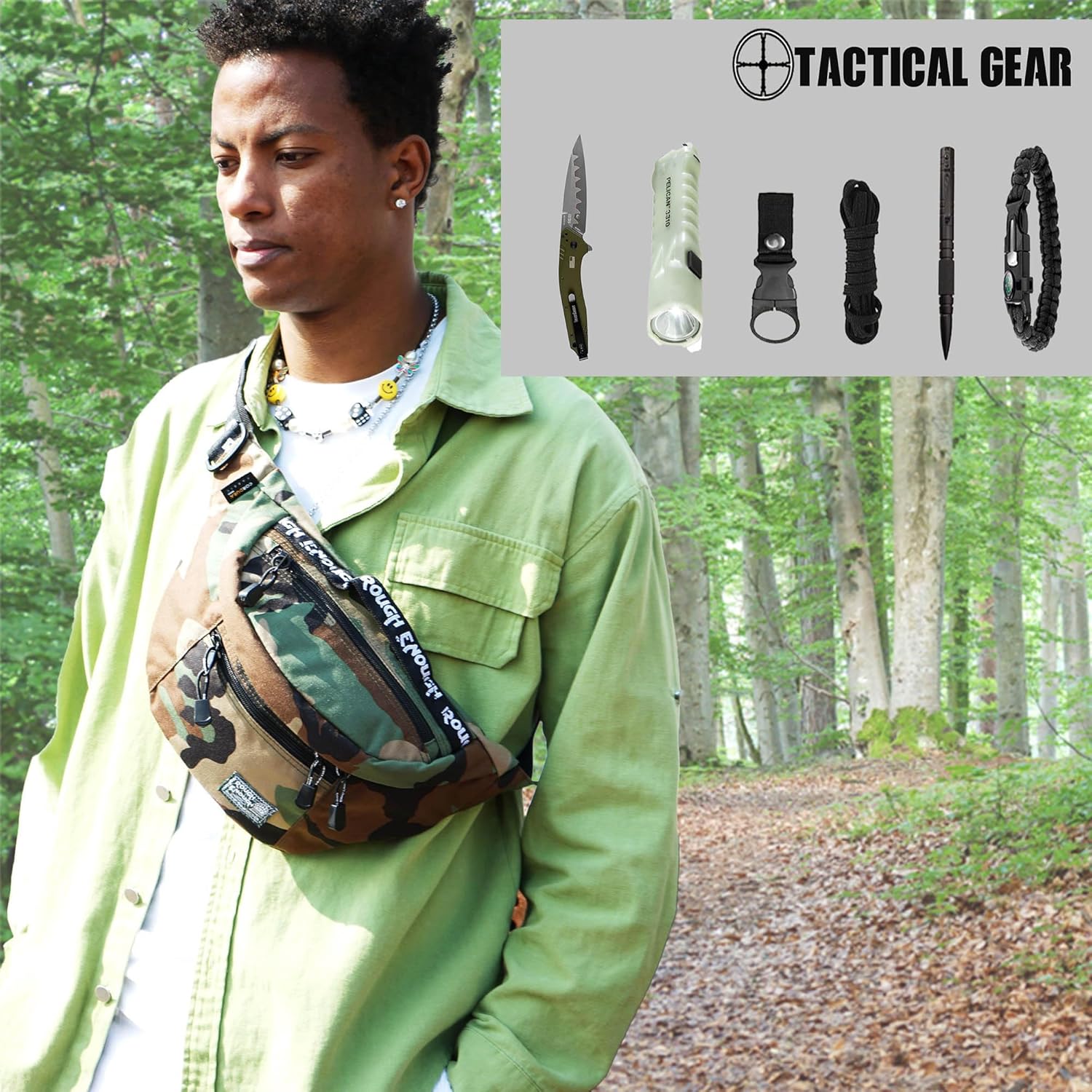 Rough Enough Tactical Fanny Pack for Men Lightweight Waterproof Waist Bag Crossbody for Dog Walking Hiking Hunting (Camo) - Image 2