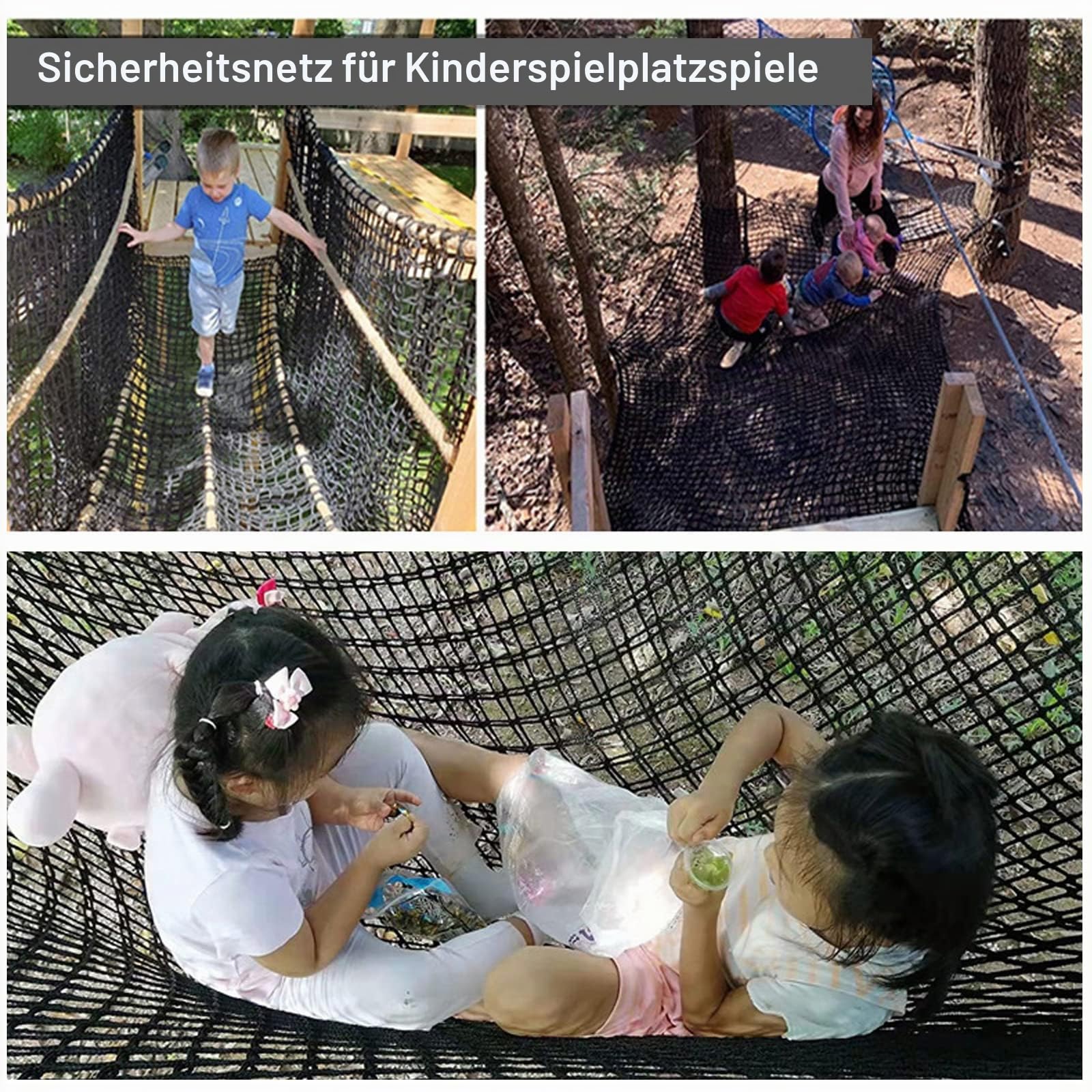 Kletternetz Spielplatz, Kinder Klettergerüst Schaukel Doppellagiges Schutznetz, Kletternetz Kinder für Spielplatz Outdoor Indoor Garten (3x3M)