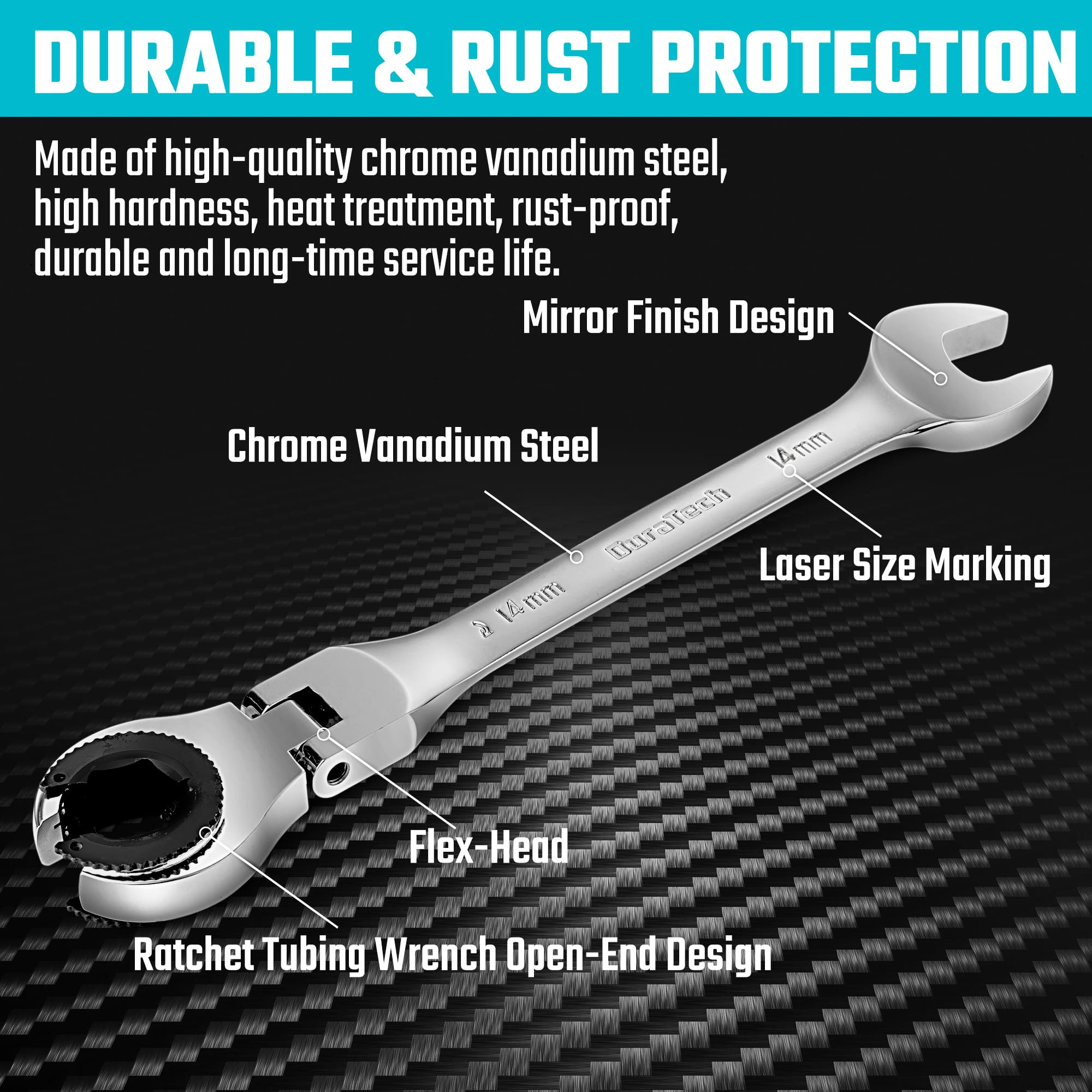 DURATECH 7-in-1 Ratcheting Wrench Set -3