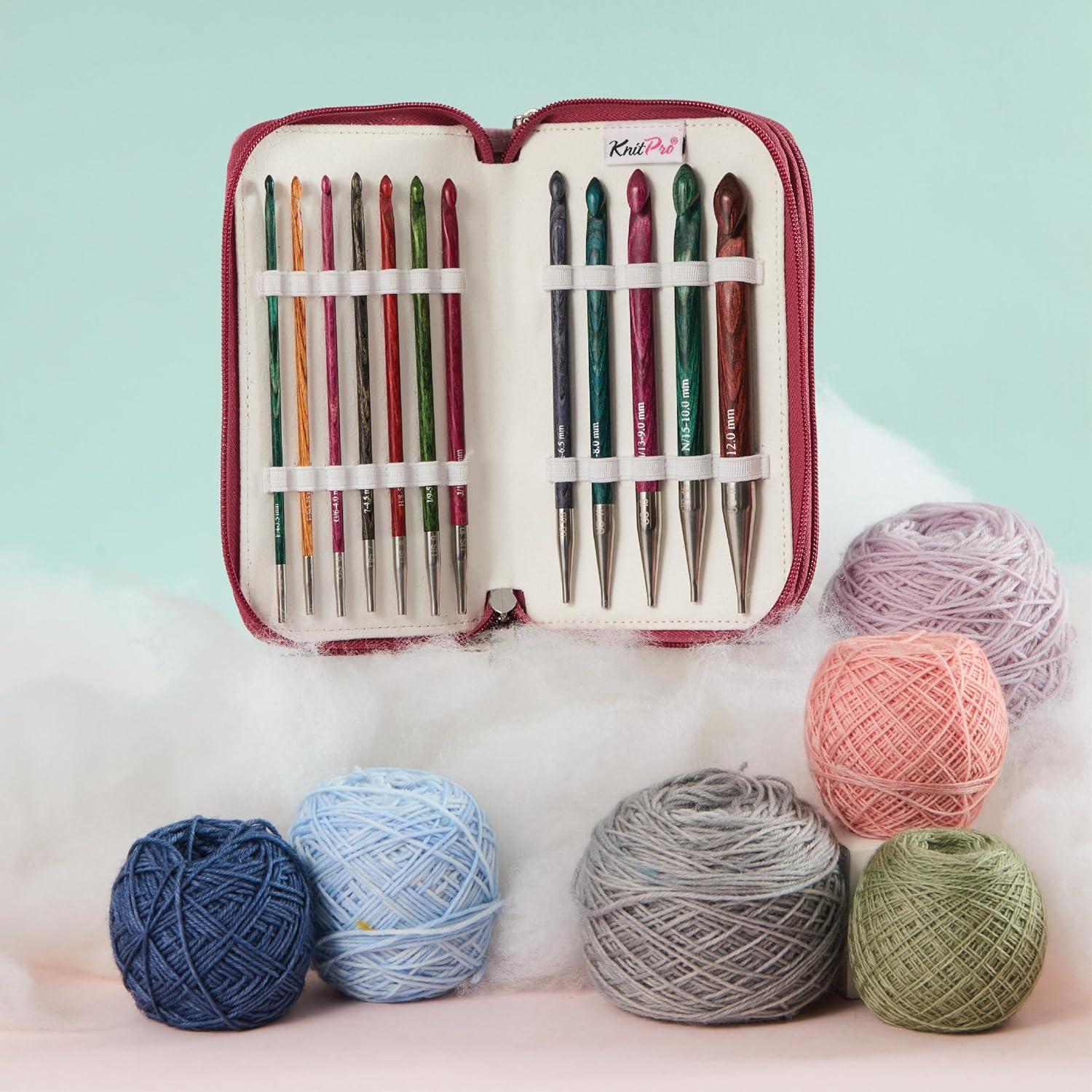 KnitPro Dreamz Grande Afghan/Tunisian Crochet Hook Set | 12 US Sizes (E to 12mm)