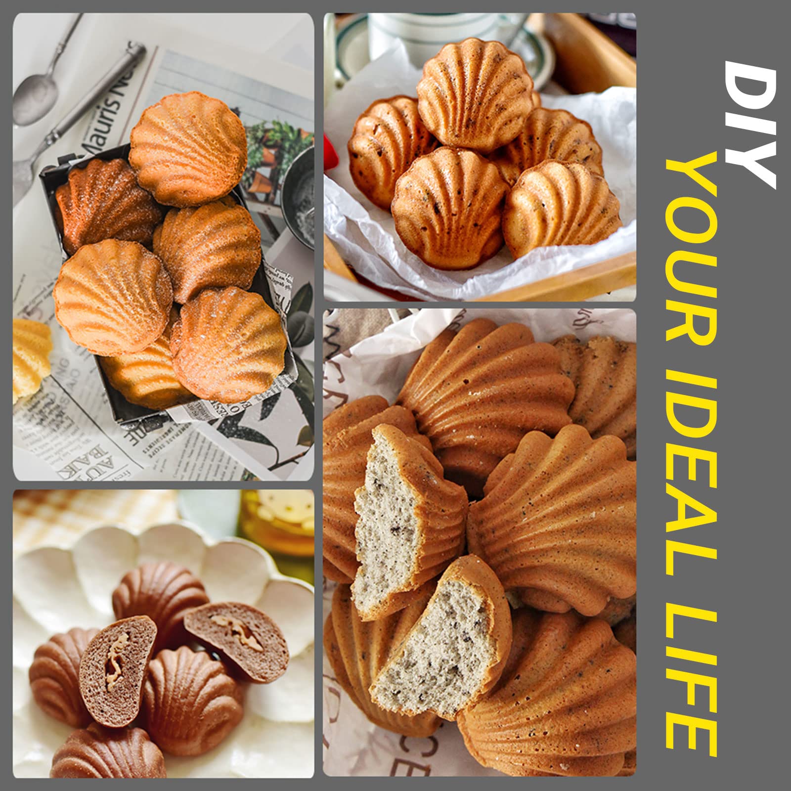 2 szt. Shell Madeleine patelnia nieprzywierająca do piekarnika kuchennego do pieczenia - formy do puddingu, formy do pieczenia ciasteczek, stal węglowa z powłoką nieprzywierającą wewnątrz i na