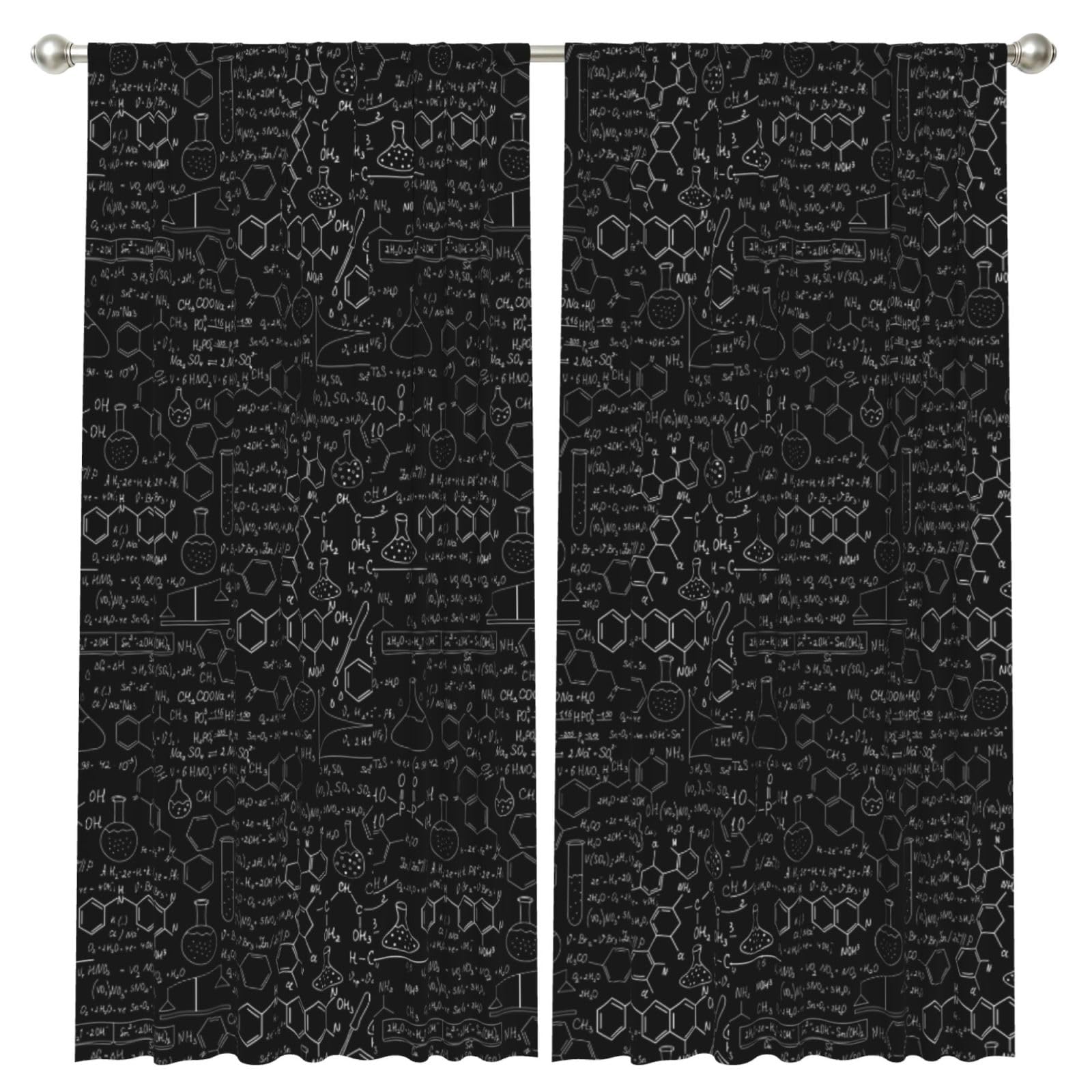InOmak Chemistry, 2 Panels Window Curtains 52 x 84 Inch Blackout Curtains for Living Room Bedroom