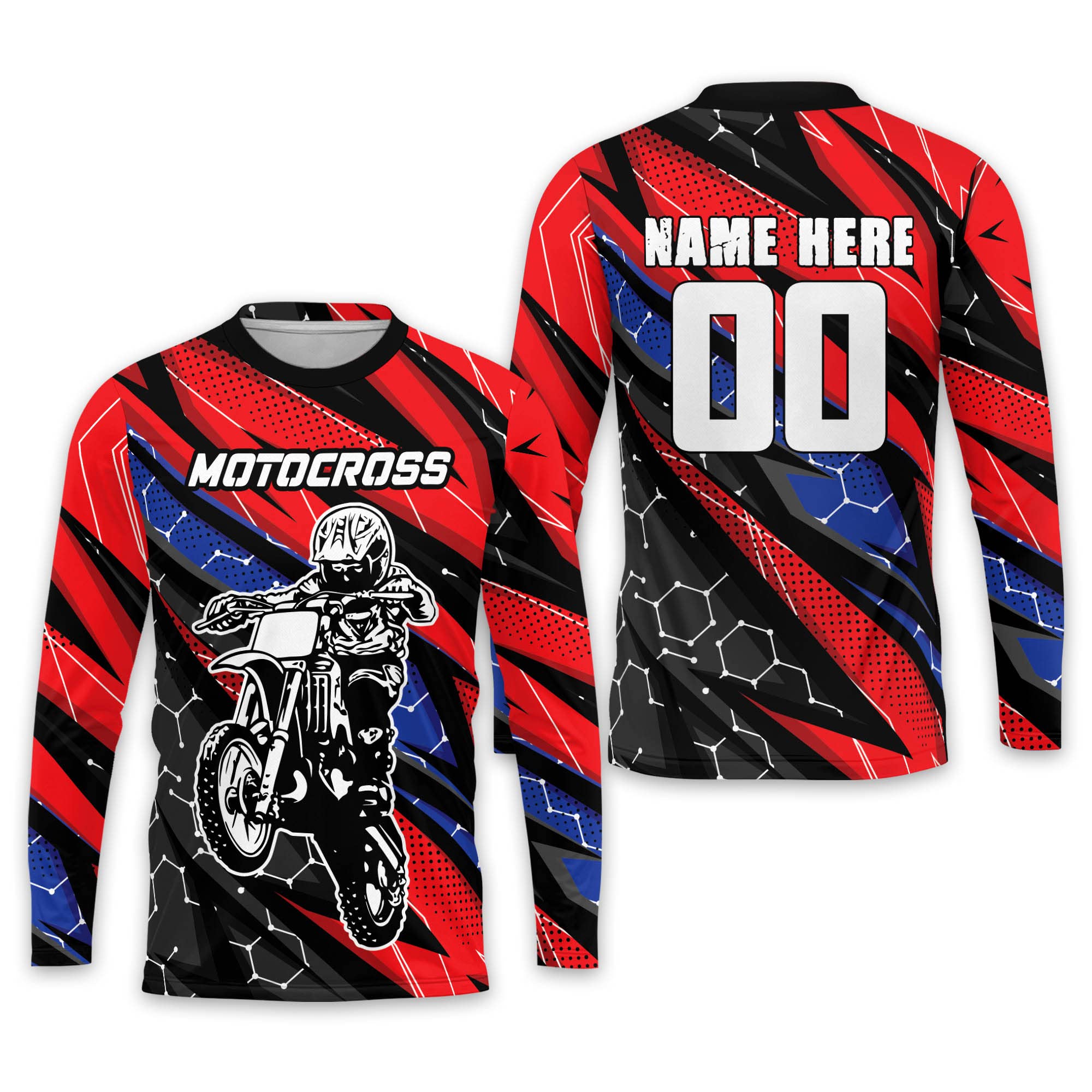 LASFOURPersonalized 3D Youth Kids Motocross Jersey, Youth Boys Dirtbike Racing Jersey, American Flag Riding Jersey for Boys