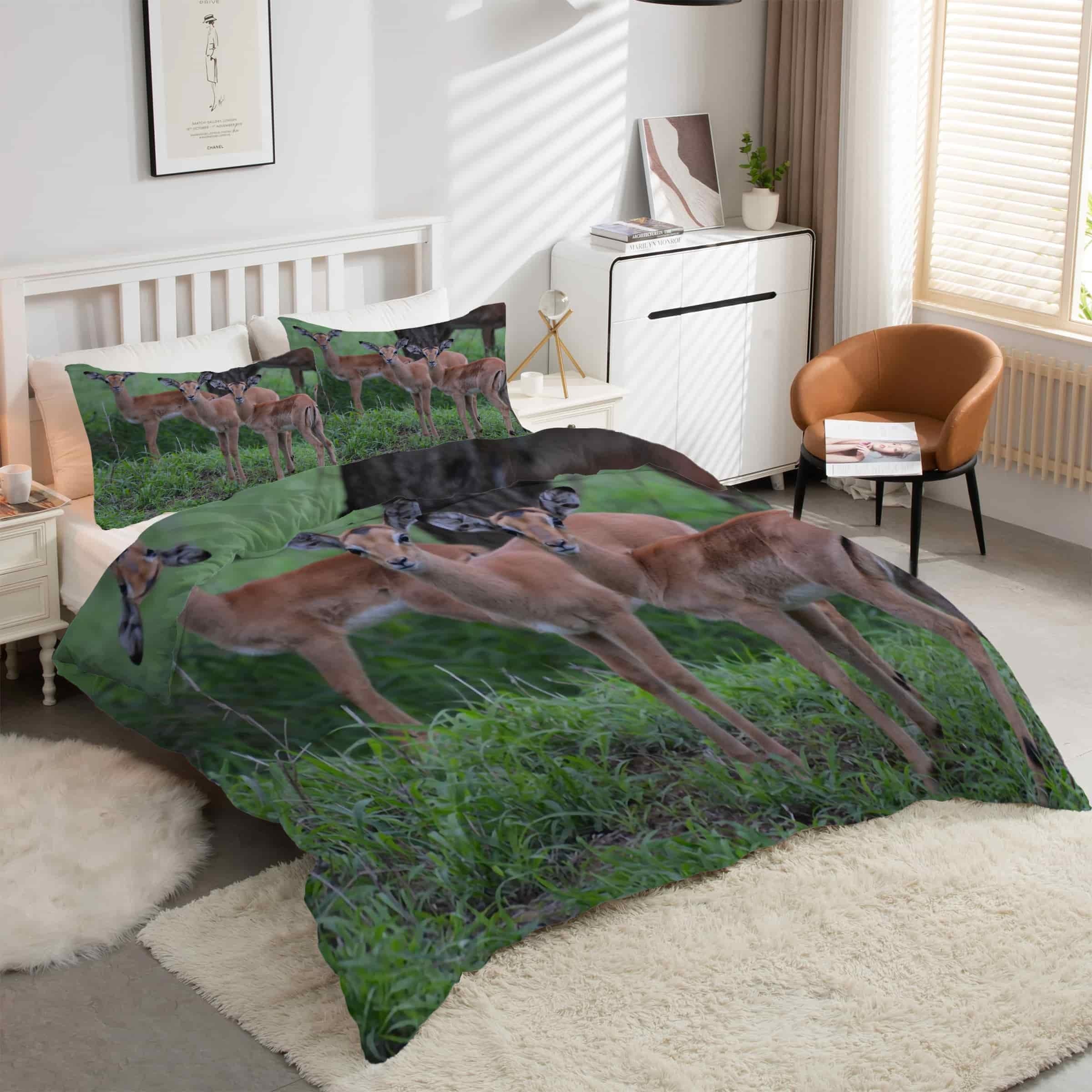 Housse de couette 240 x 260 robe animaux microfibre avec fermeture éclair kK5862