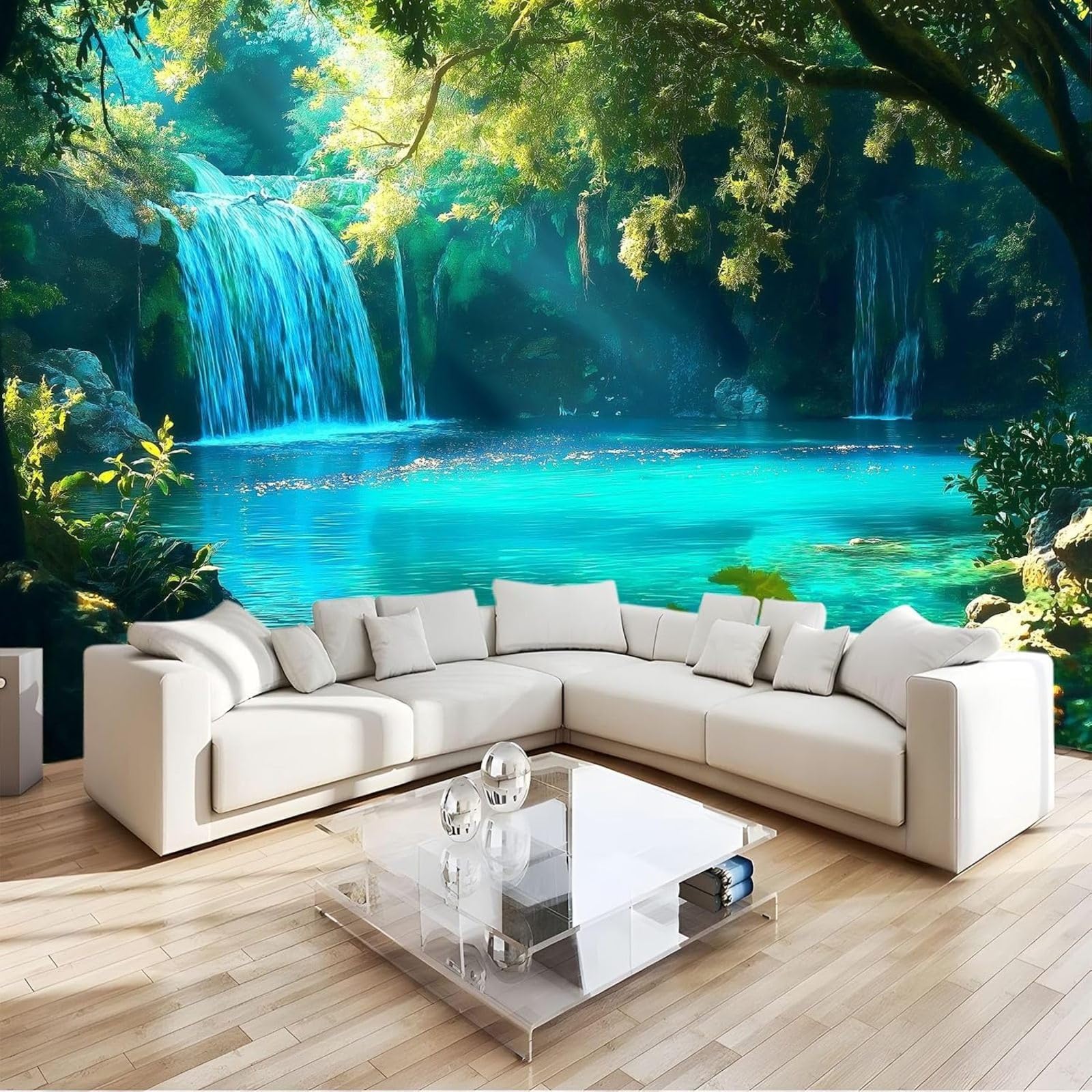 hgjdjhnf Photo Wallpaper, Turquoise Lake View Wallpaper, Wall Decoration, Design, Pattern Wallpaper, Wall Decoration, Living Room, Bedroom, Office, Hallway, Green,250cmx175cm