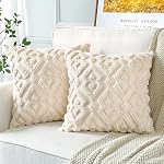 Artscope Boîte de 2 Velours en laine courte douce Couvertures d'oreillers décoratifs de style luxueux Coussin Couvres de coquille d'orfèvre européen pour canapé chambre à coucher Diamond Forme crème Beige, 18x18 1 cm