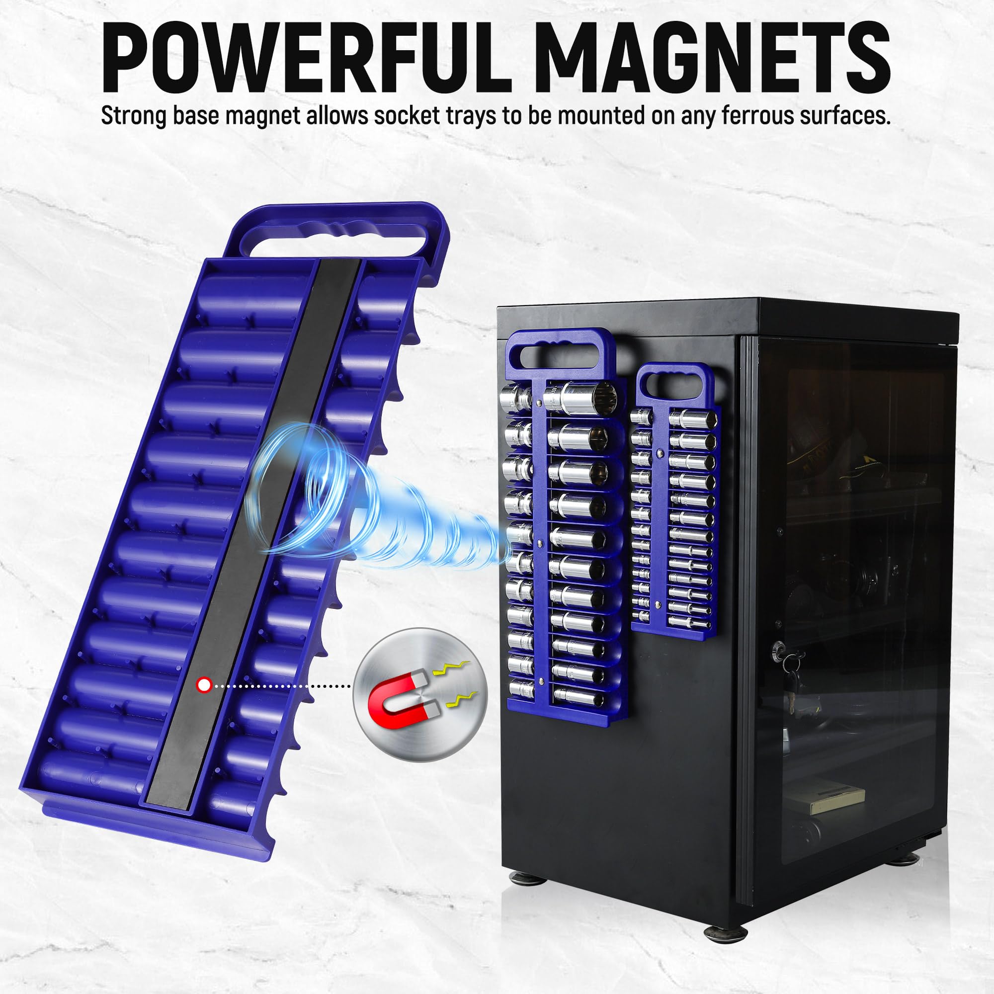 Snapklik.com : Reniteco Magnetic Socket Organizer Set, 3-Piece Blue ...