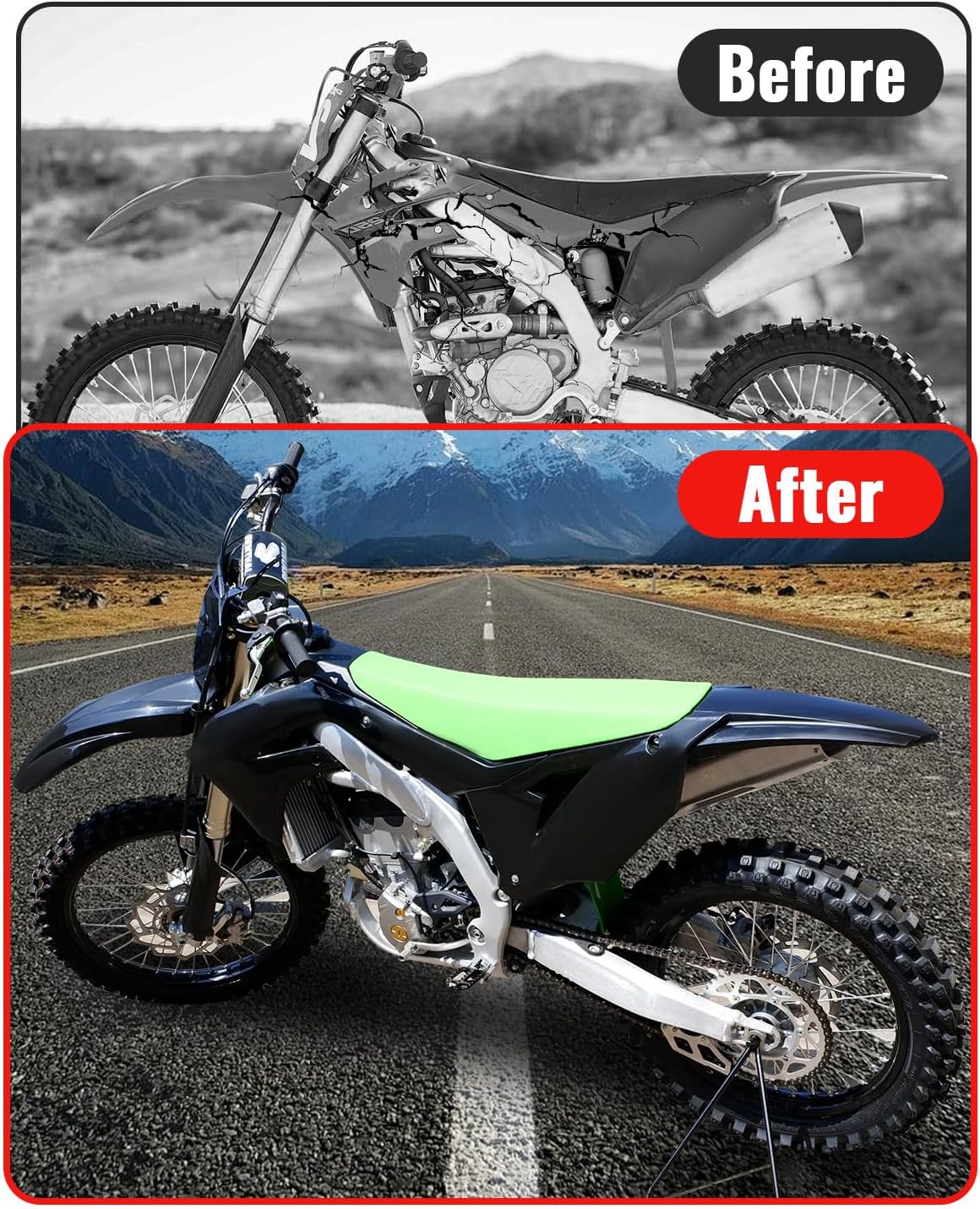Plastic Fairing Fender Kit for Kawasaki KX250, Black Full Panel Protection Parts for Kawasaki KX250X KX450X 2012-2022, KX450 2019-2022 Plastic Accessories