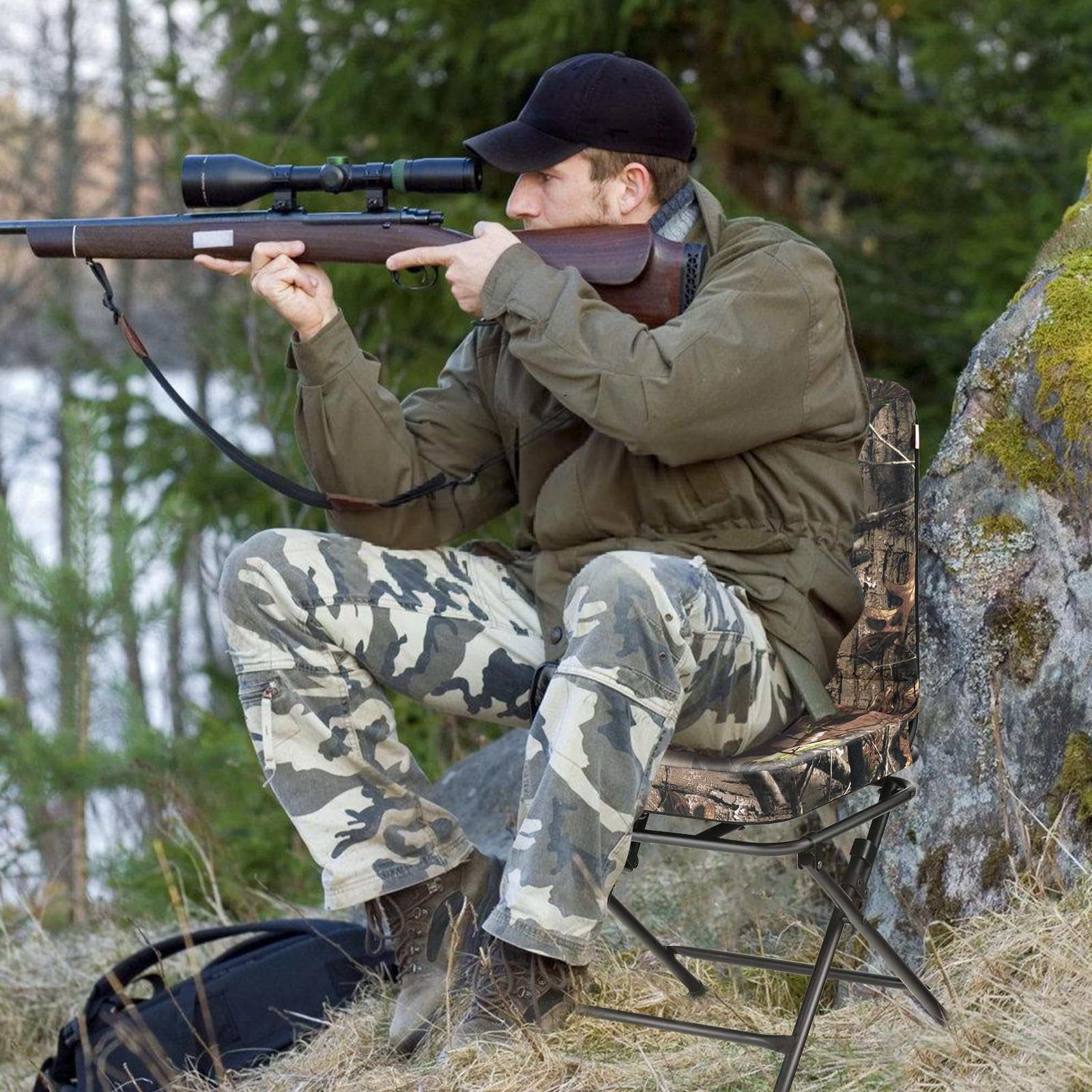 Amazon.com: BANGTANE Folding Hunting Chair, 360° Swivel Hunting