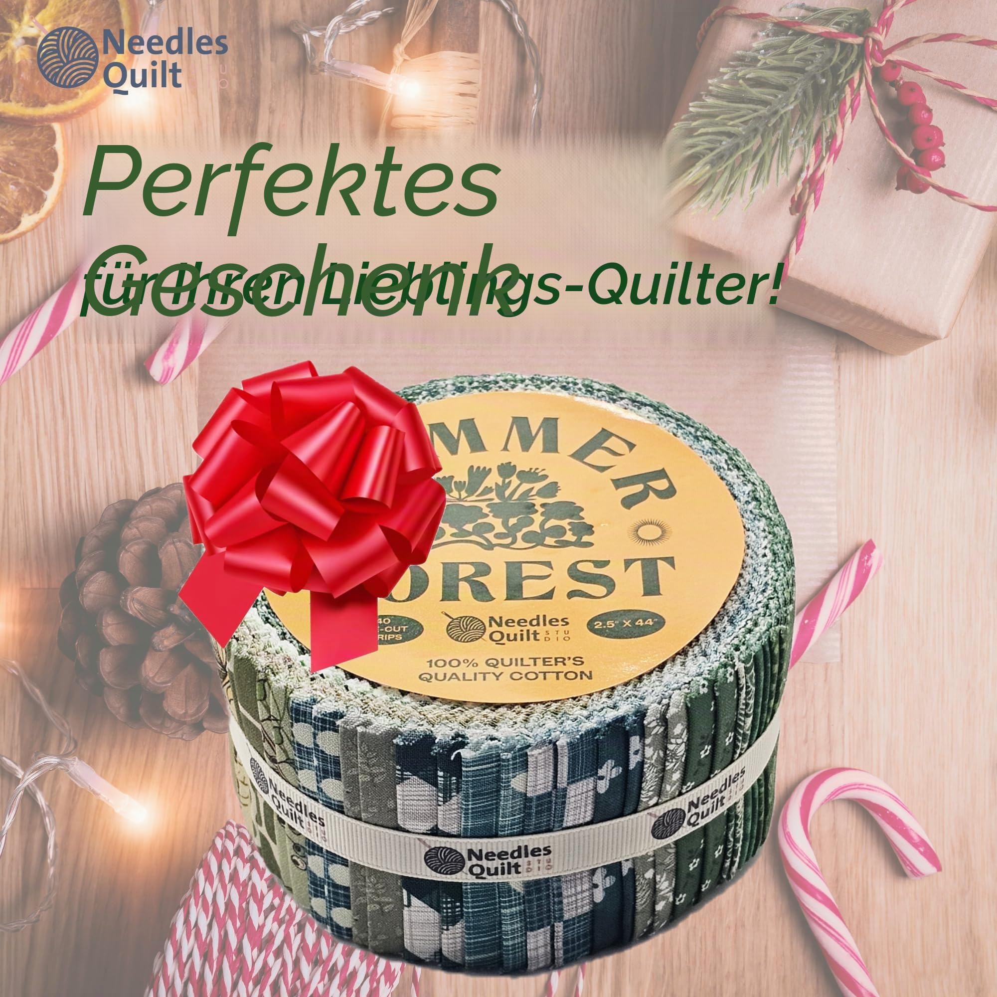 Needles Quilt Studio – 6,3 cm vorgeschnittenes 40 Stoffstreifen Bundle (Sommerwald) | Baumwollstreifen Bündel zum Quilten – Jelly Rollen zum Quilten Sortiment Stoffe Quilter & Nähen –