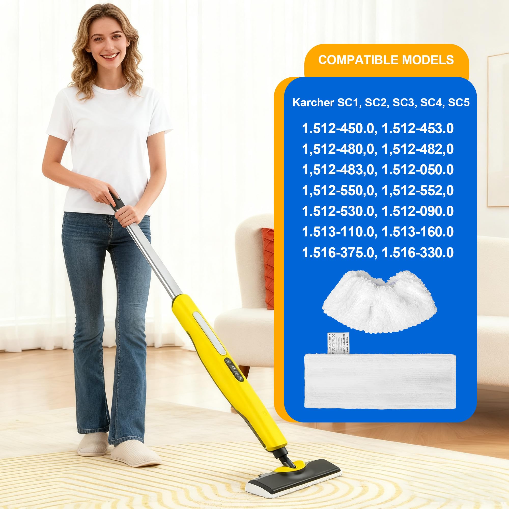 10 Pièces Chiffons de Rechange en Microfibre Compatible avec SC1, SC2, SC3, SC4, SC5, Bonnettes Microfibres Nettoyeurs à Vapeur, Vapeur Karcher Easyfix