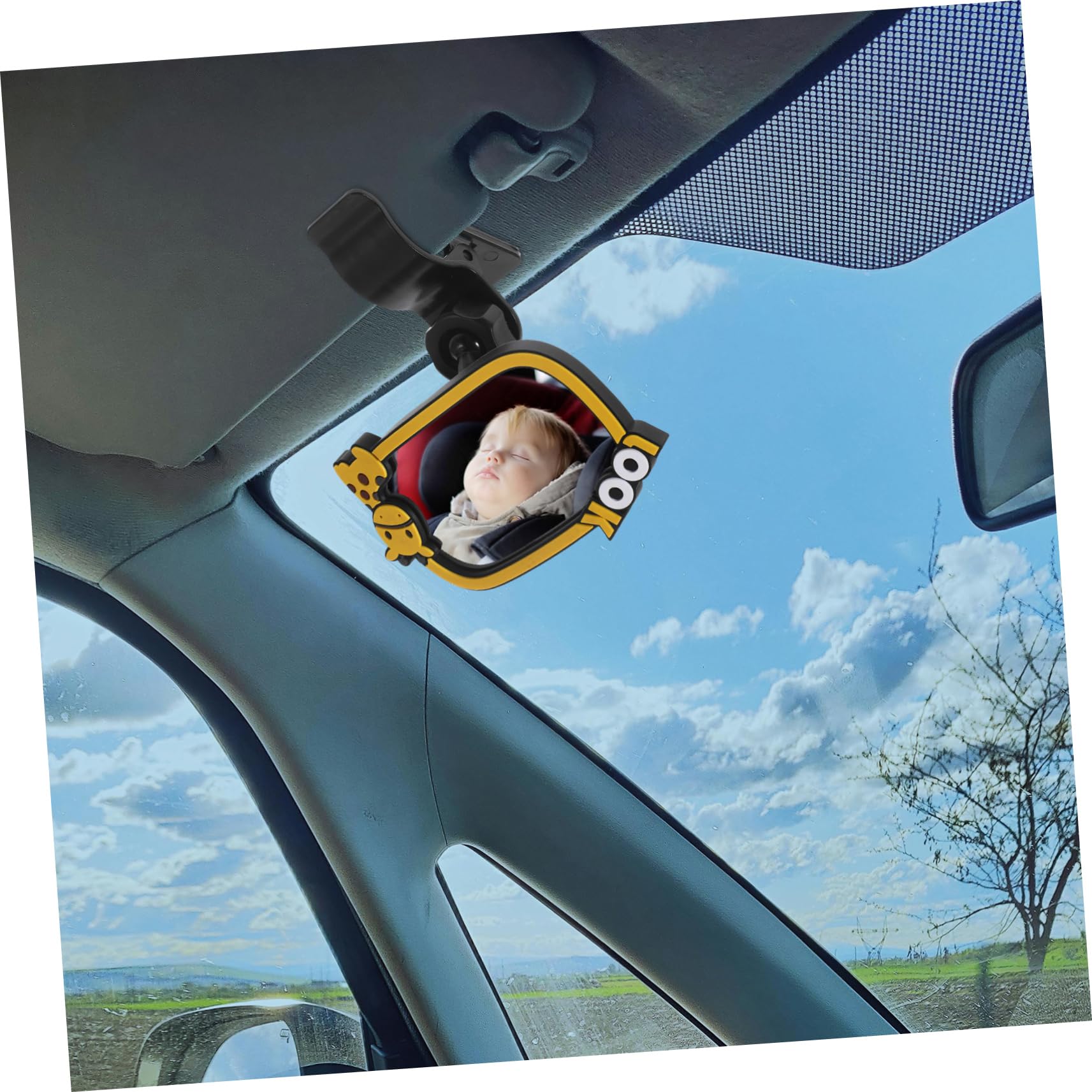 ULDIGI Car Mirror Rear Facing Baby Mirror Glass Rubber Adhesive Rearview Monitor Child Easy to Install