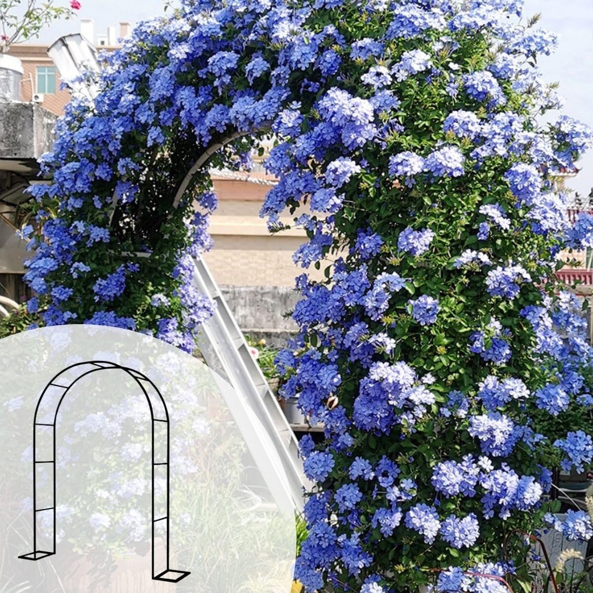 Large arche de mariage en métal noir avec base antirouille - Pergola treillis blanc pour plantes grimpantes et intérieur/extérieur - Pour décoration de fête de mariage - 40 cm de profondeur - 250 x