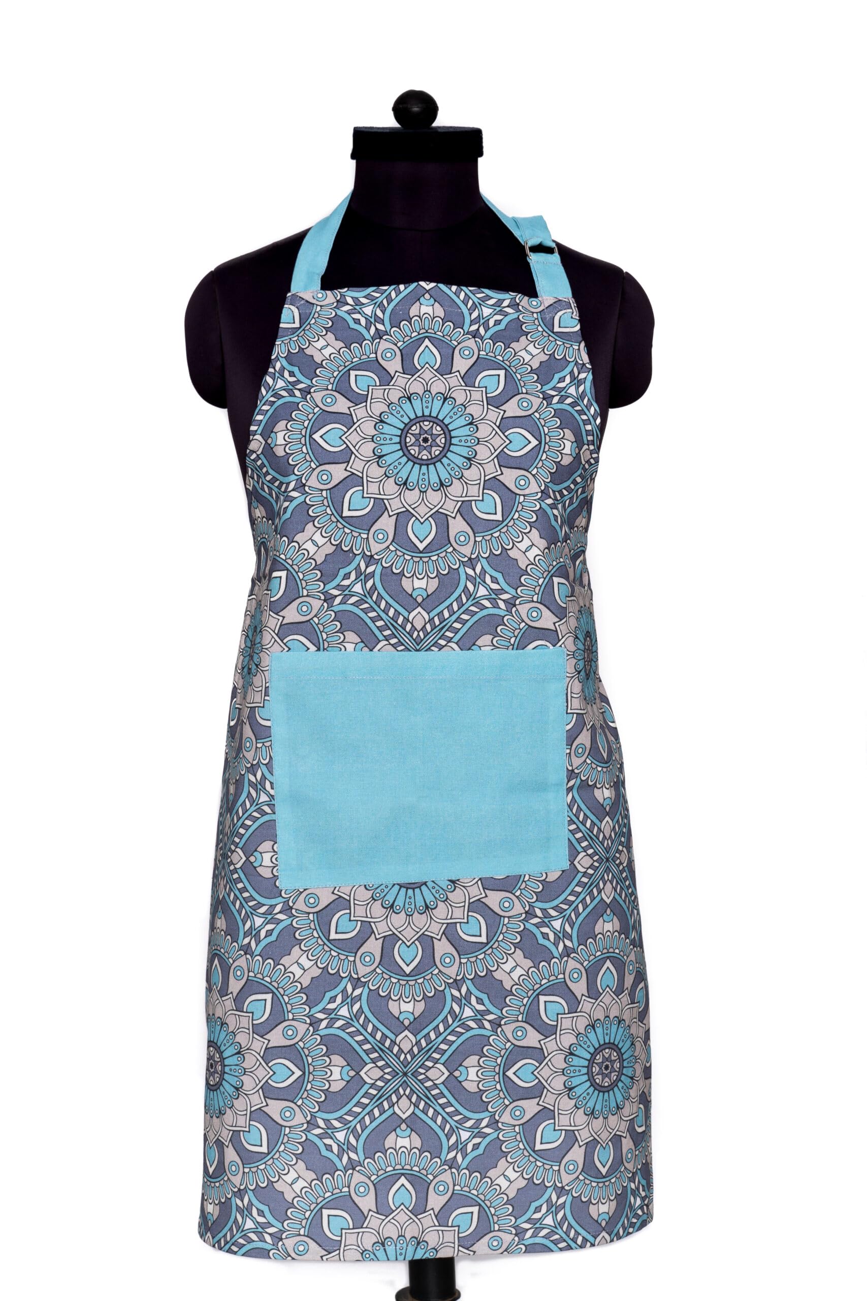 IXORA DECOR Cotton Blue Mandala Designer Print Aprons, Adjustable Buckle on Top and 2 Long Ties on both Sides with center pocket (65x80cm) - Pack of 1 (B08F2FC9DH) Amazon Price History, Amazon Price Tracker
