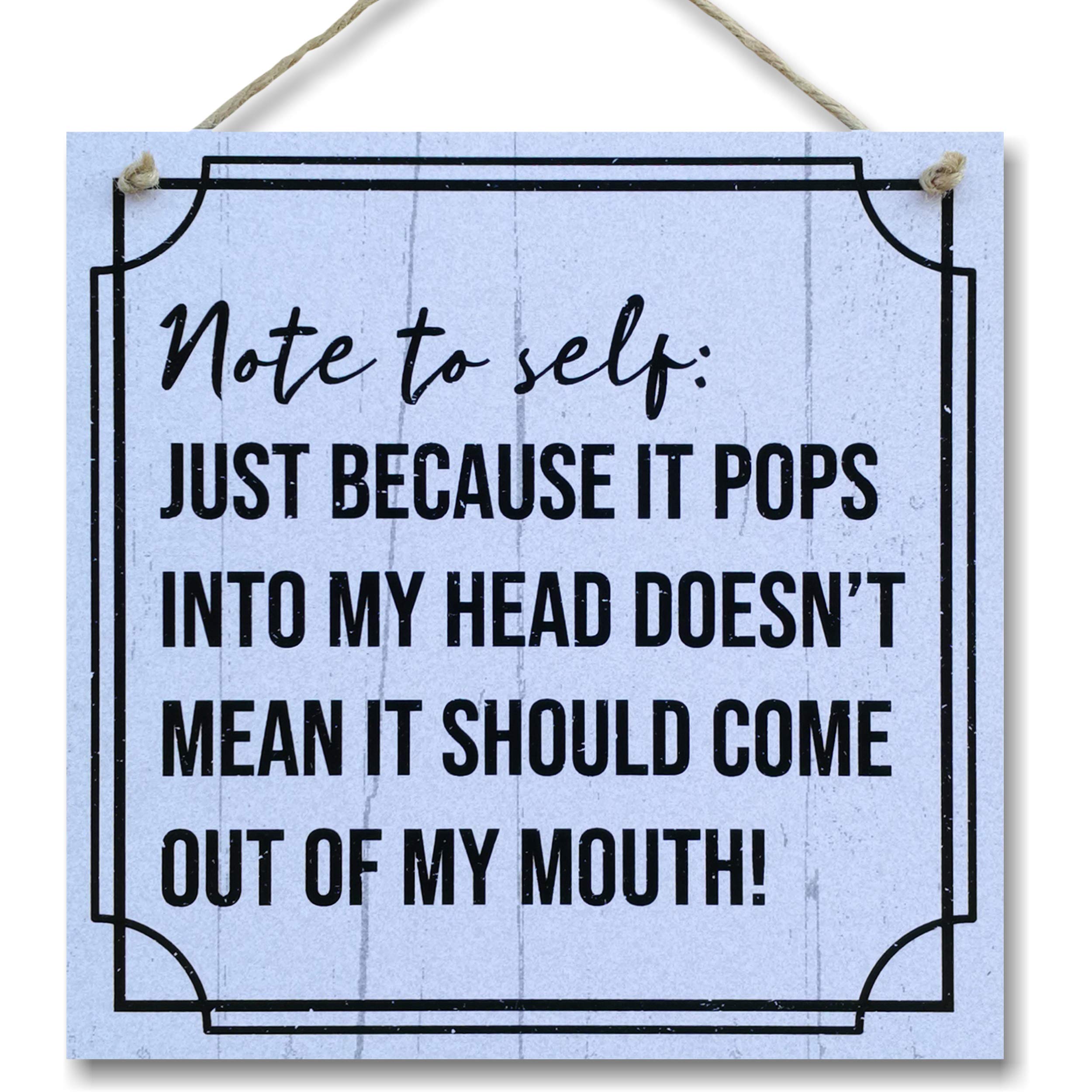 CARISPIBET Note to Self home signs funny signs house decorative plaques decorative wall art 8" x 8"