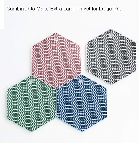 Miniatura 2 de Paquete de 4 alfombrillas de silicona para secar platos de diferentes tamaños, soporte para ollas y sartenes, almohadillas calientes de cocina