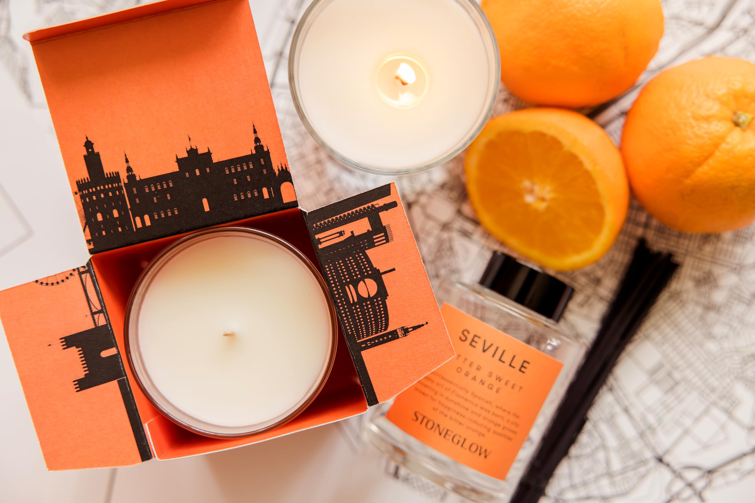 Stoneglow The Explorer Collection Seville Duftkerze, 200 g, Bergamotte, Salbei, Orange (Orange)